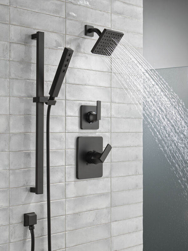 H2Okinetic® Single-Setting Slide Bar Hand Shower in Matte Black 51567-BL Delta  Faucet