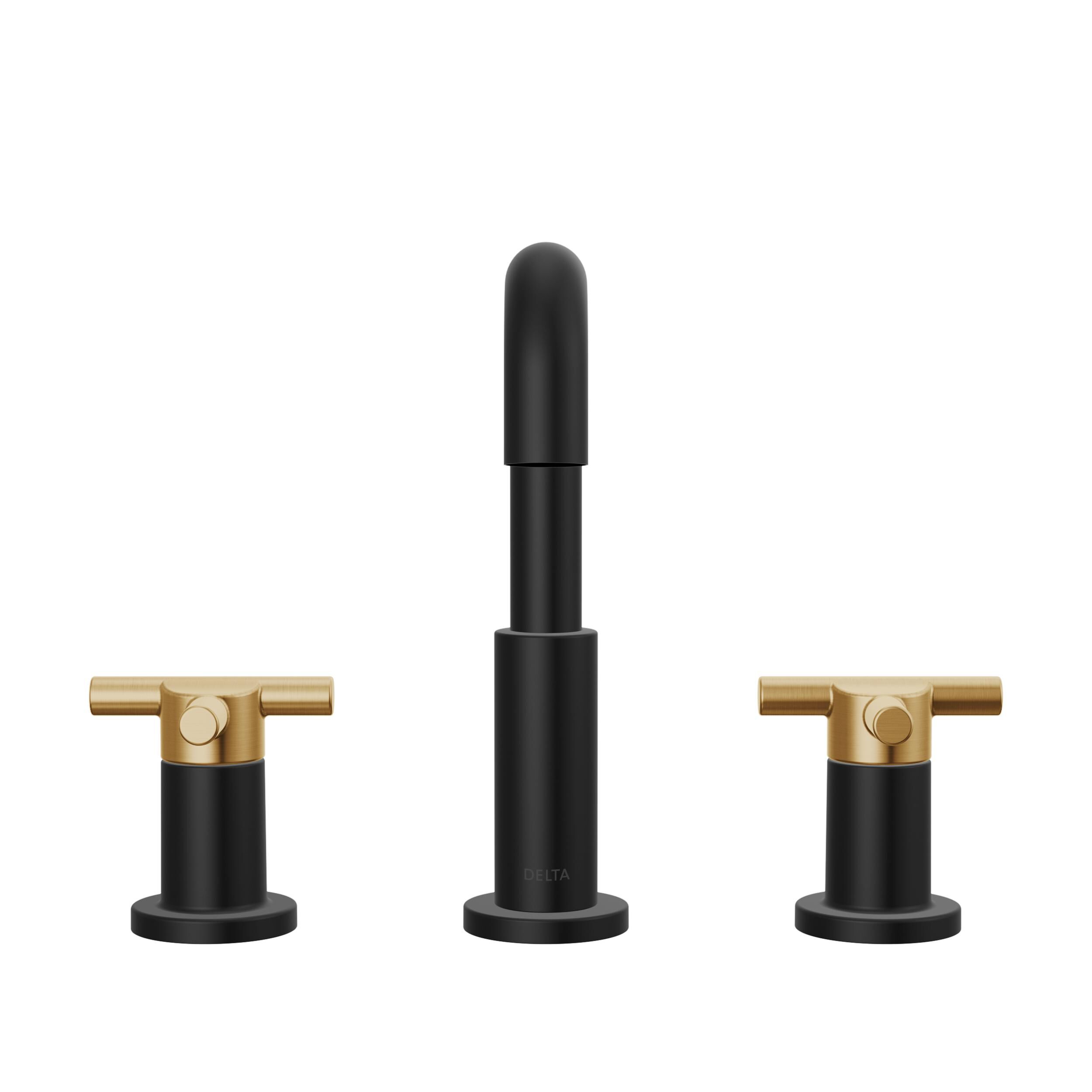 Two Handle Widespread Bathroom Faucet in Matte Black / Champagne 