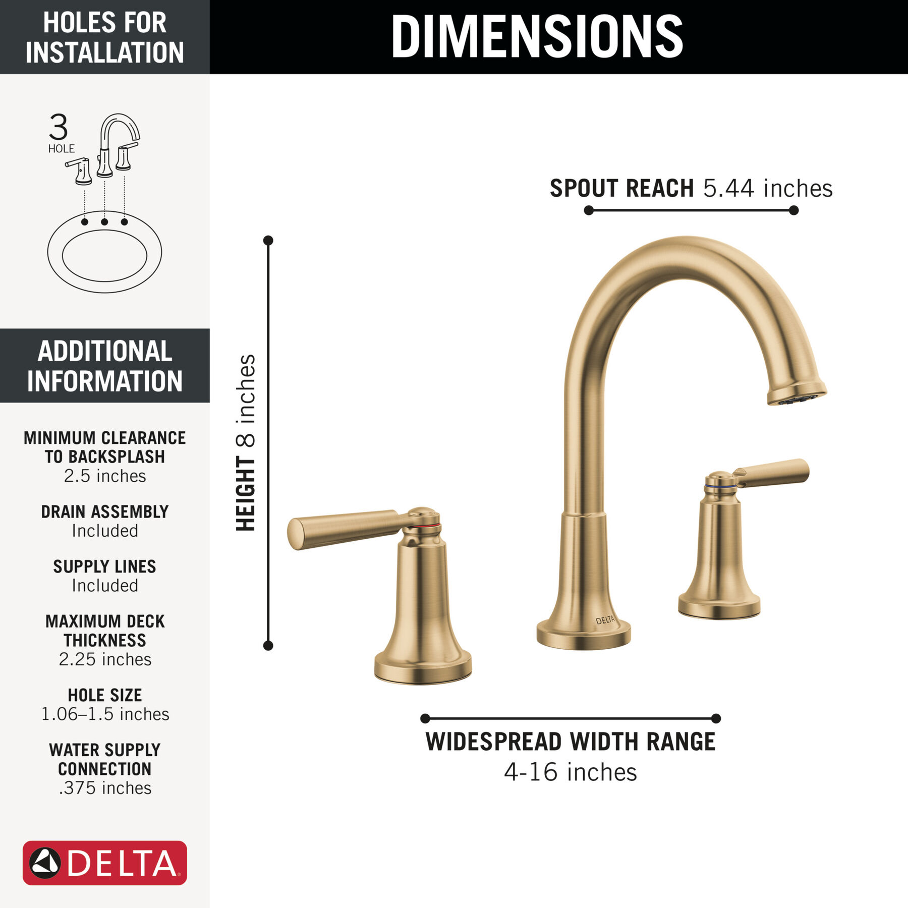 Two Handle Widespread Bathroom Faucet in Champagne Bronze 3535-CZMPU-DST