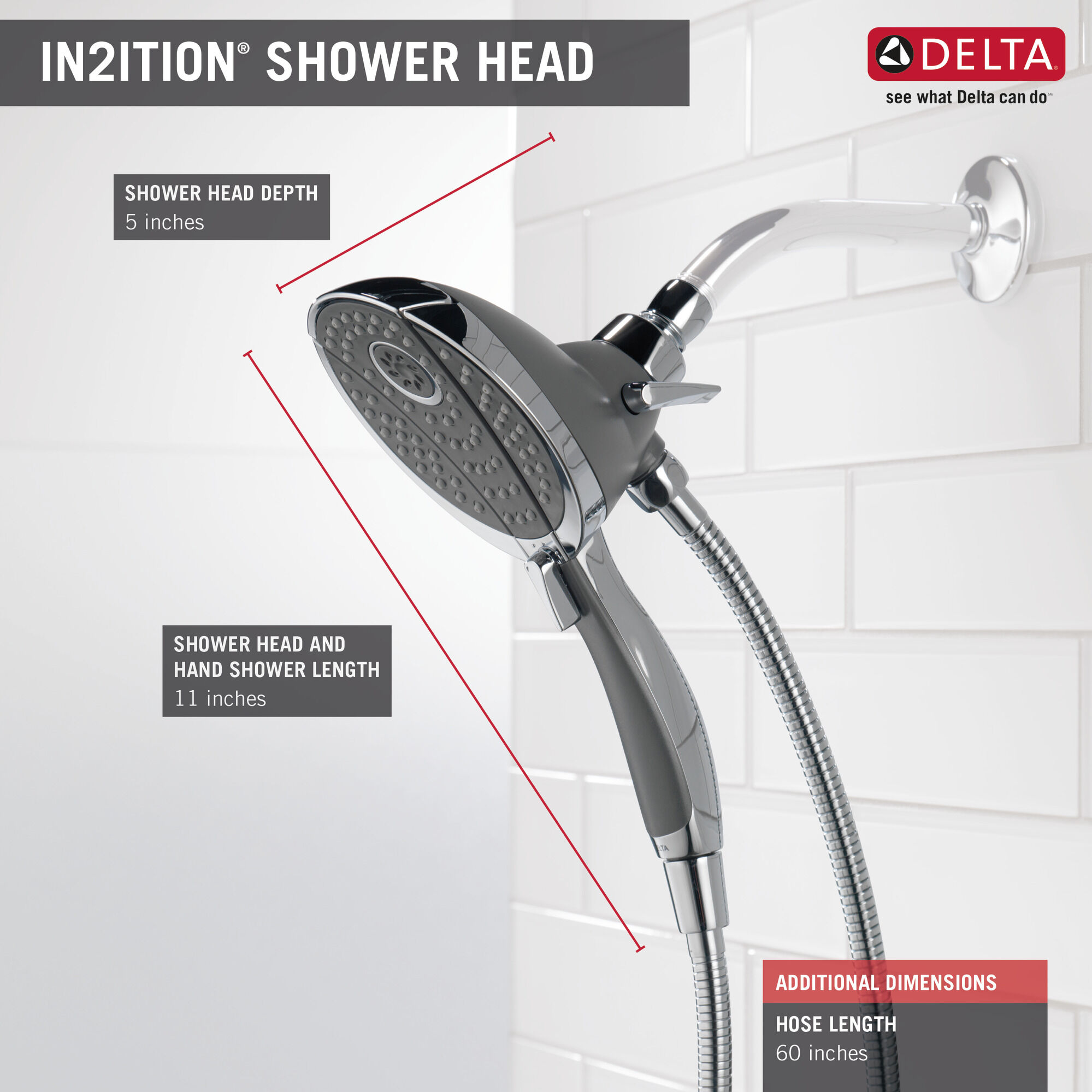 In2ition® 4-Setting Two-in-One Shower in Chrome 58467 | Delta Faucet