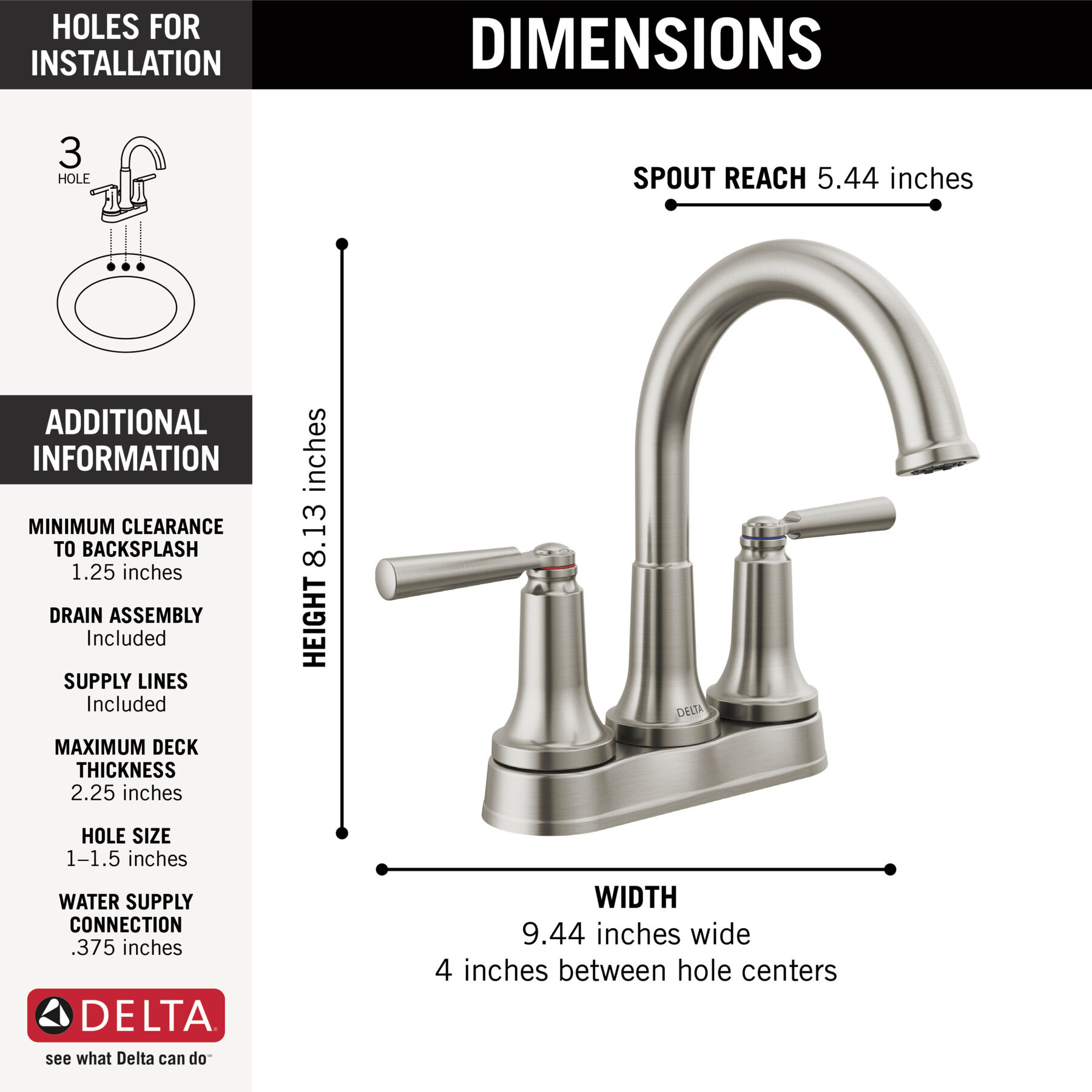 Delta Saylor Two Handle Tract-Pack Centerset Bathroom Faucet