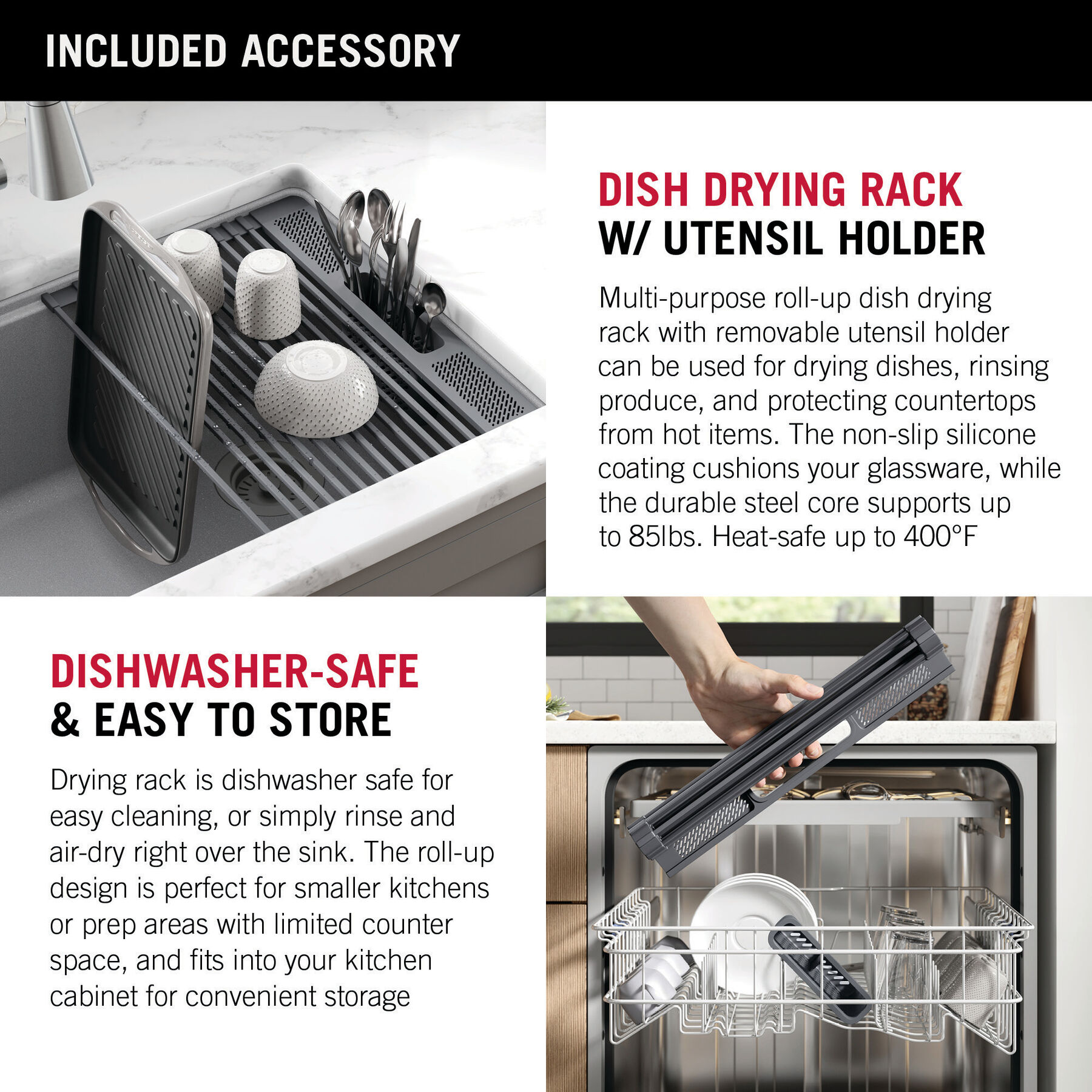 Large Non Slip Kitchen Dishwasher Safe Draining Pad Heat Resistant