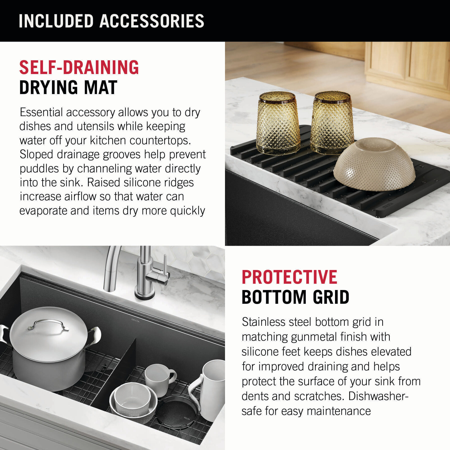 Dishwashing Tools: Microfiber Dish Drying Mat, Gray, 18 x 12