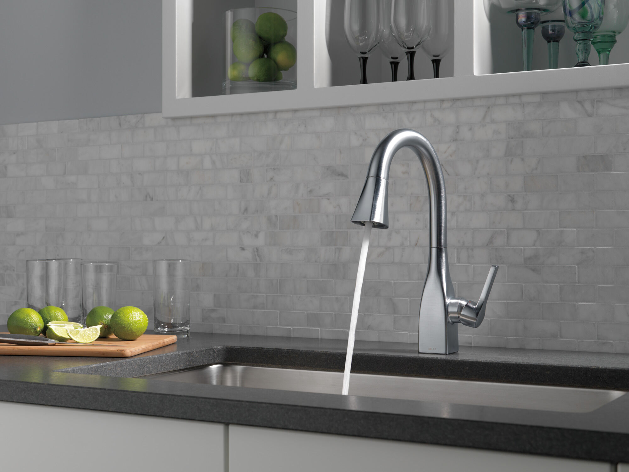 Single Handle Pull-Down Bar / Prep Faucet in Arctic Stainless 9983