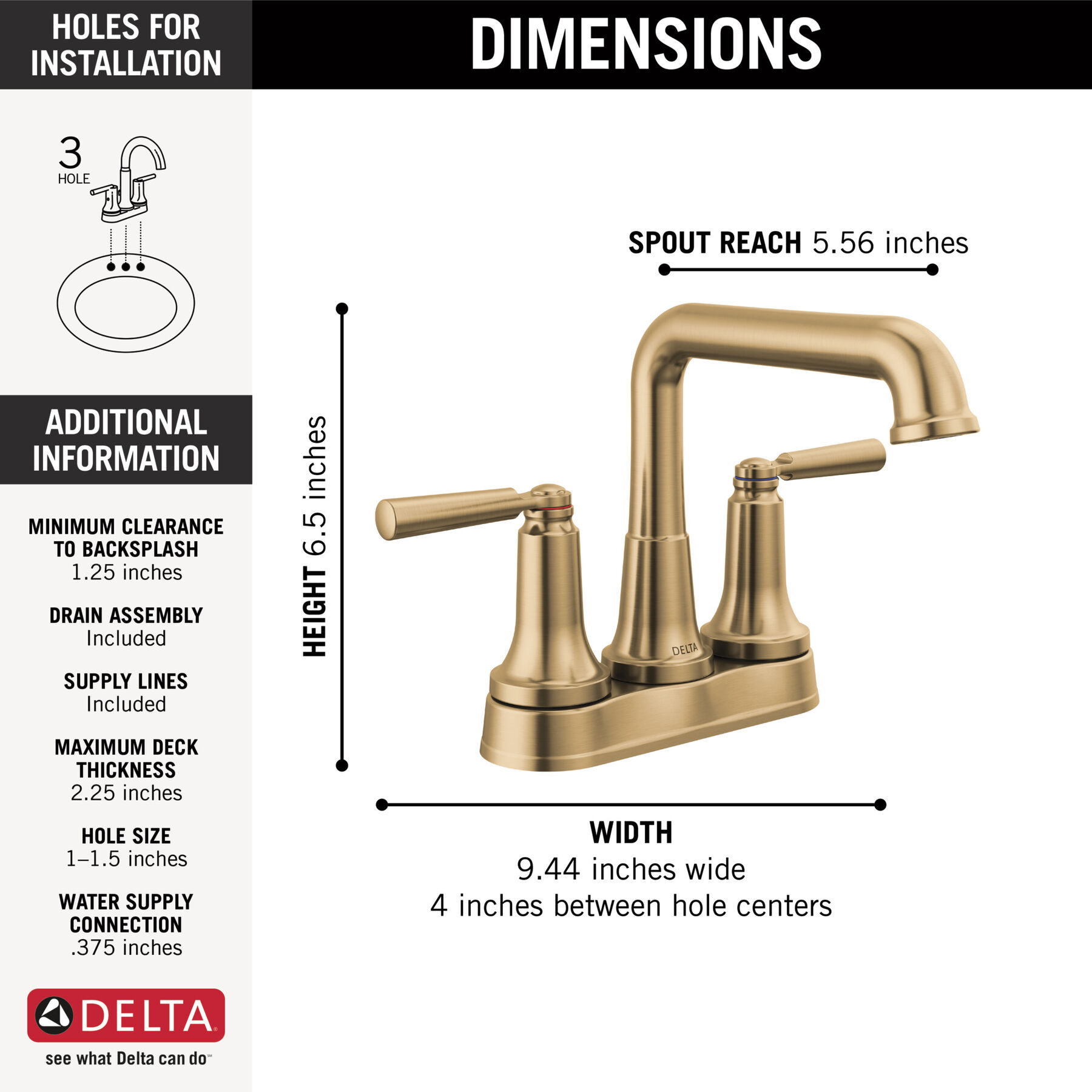 Delta Saylor Two Handle Centerset Bathroom Faucet - Stainless