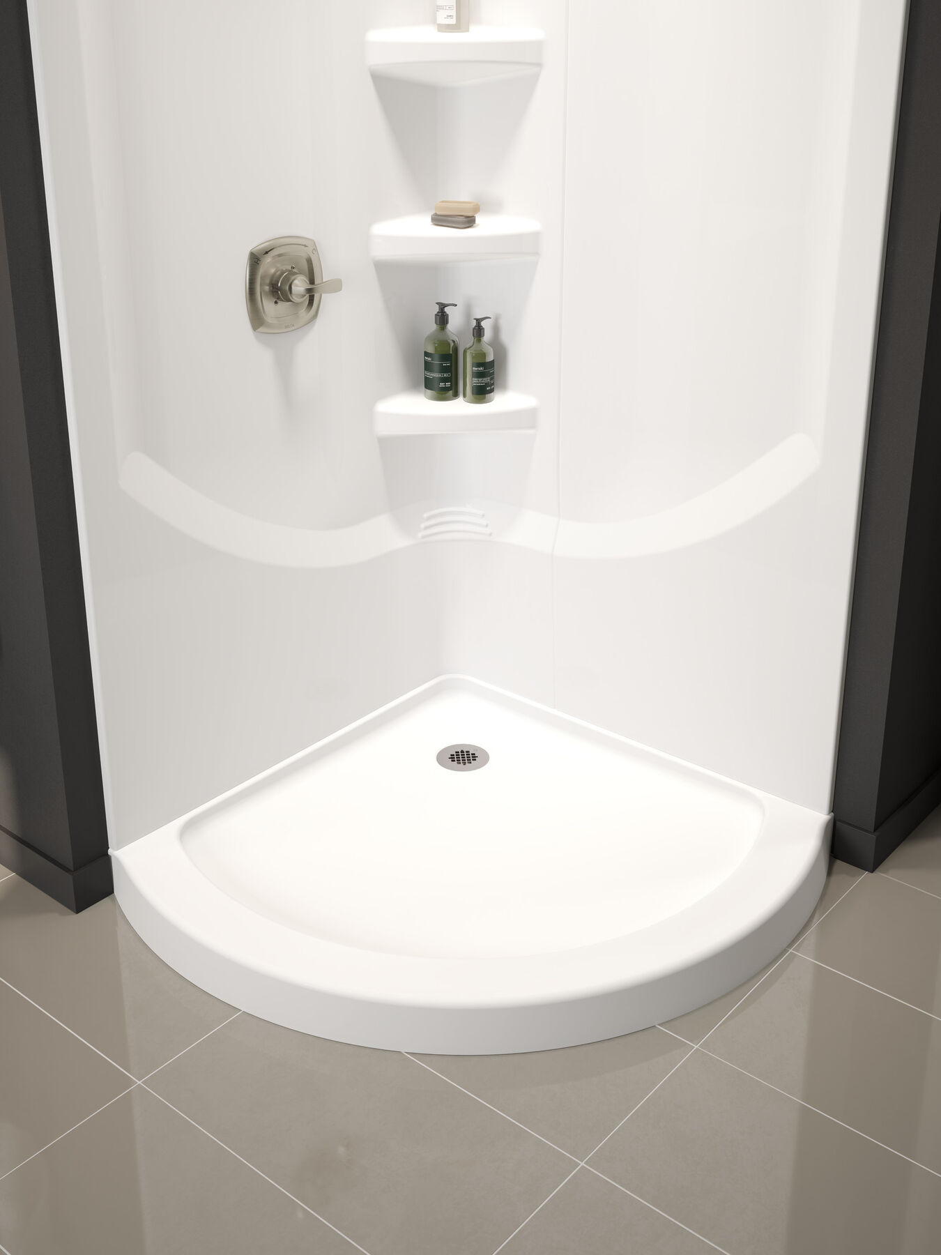 38'' Round Corner Shower Base in High Gloss White B711917-3838-WH