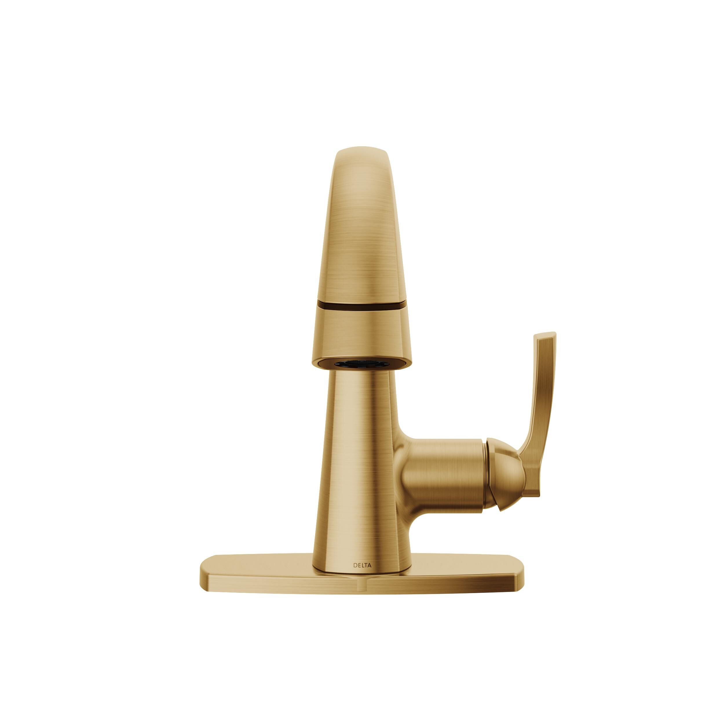 Single Handle Pull Down Bathroom Faucet in Lumicoat® Champagne
