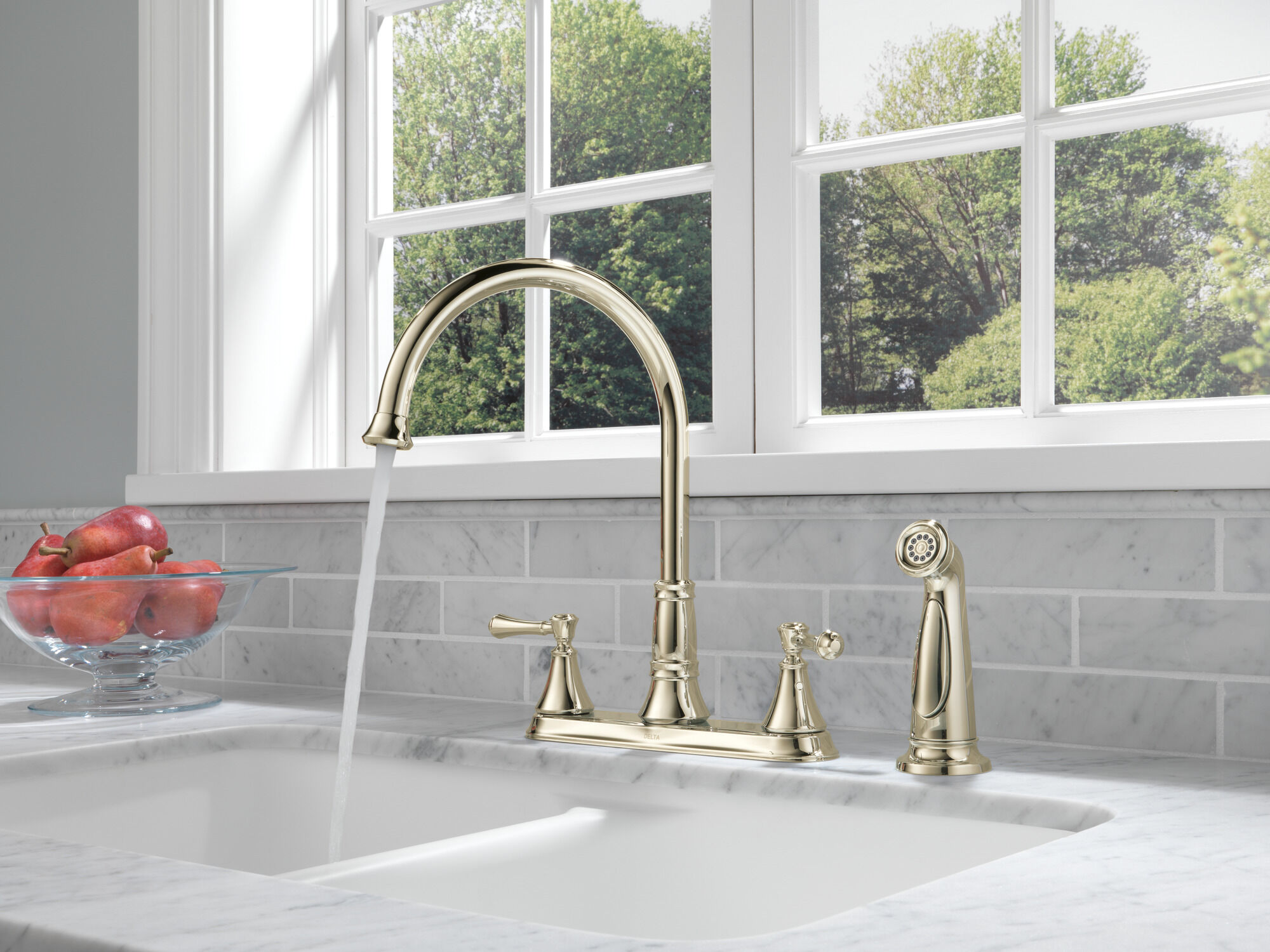 Two Handle Kitchen Faucet with Spray in Polished Nickel 2497LF-PN