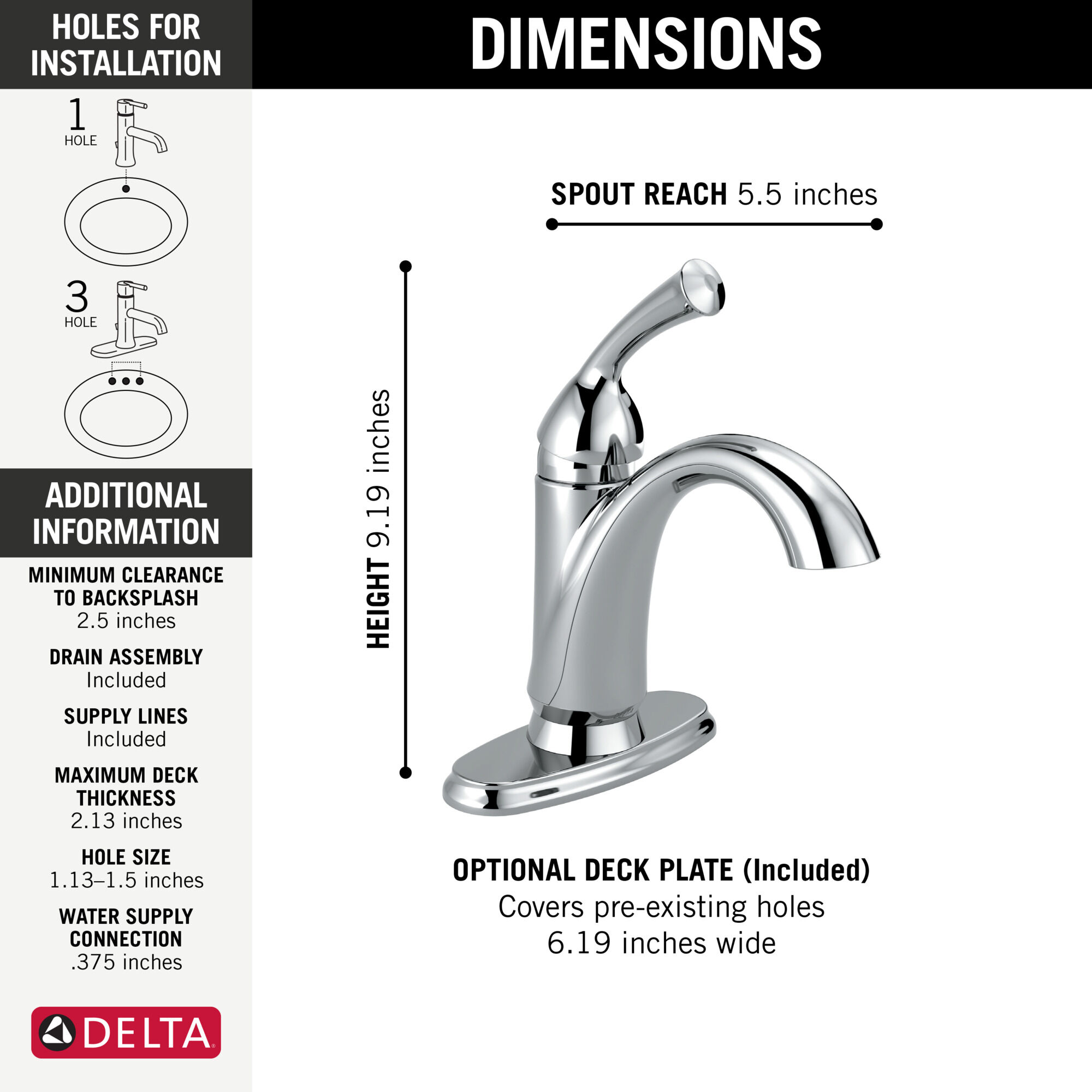 DELTA FAUCET 520-HGM-DST デルタバス蛇口とアクセサリー クローム