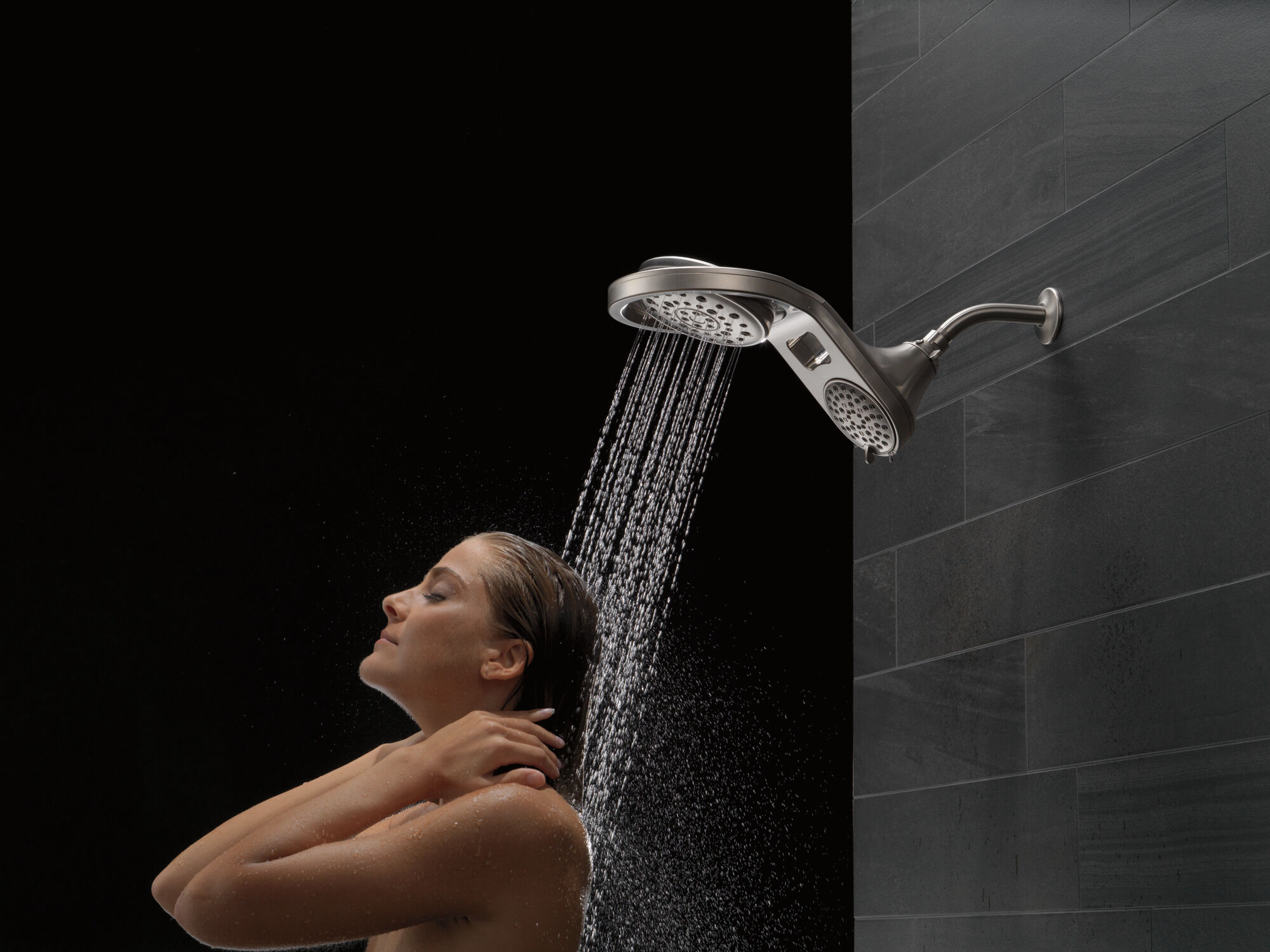 HydroRain® 5-Setting Two-in-One Shower Head in Stainless 58580-SS