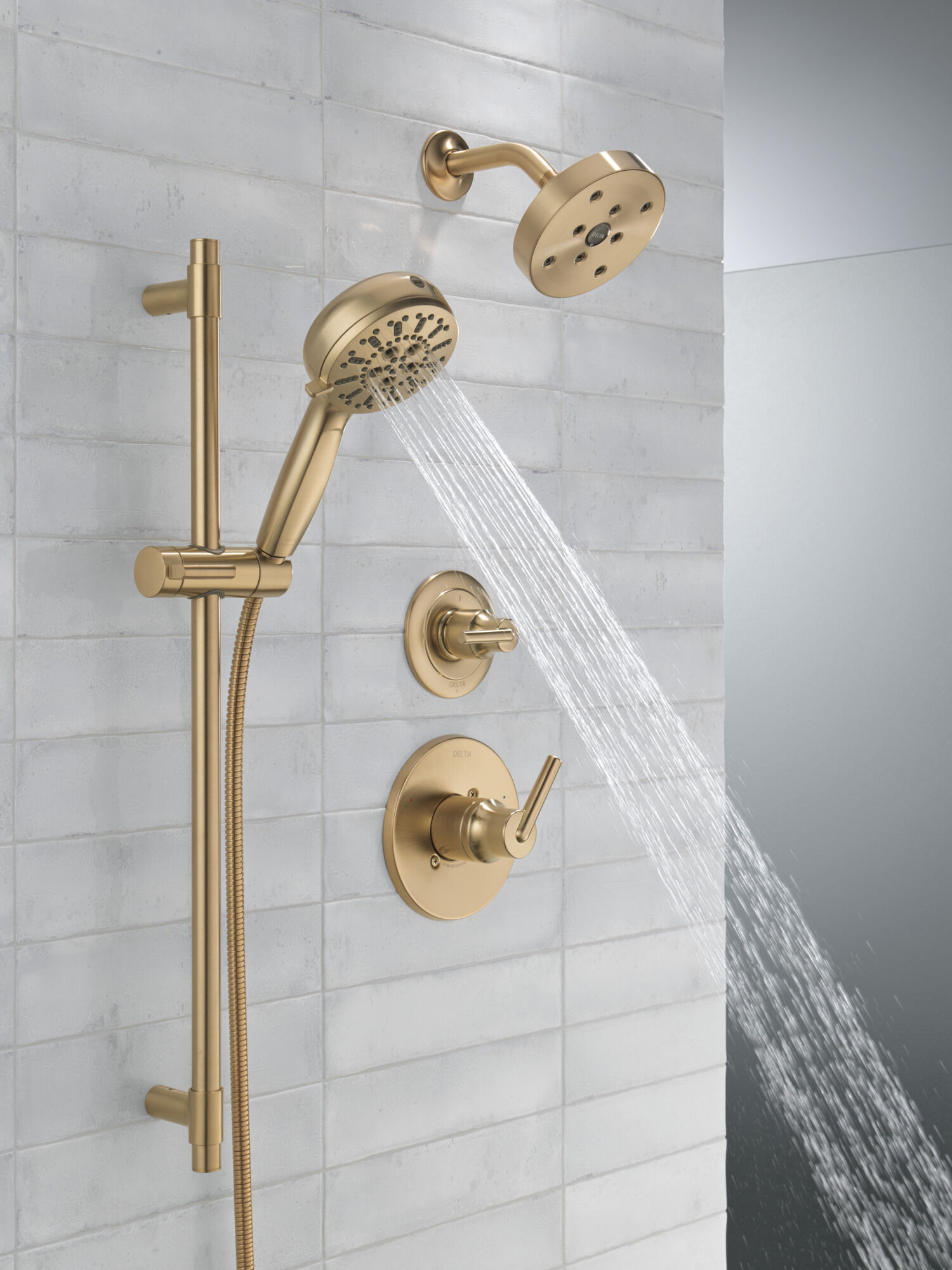 7-Setting Slide Bar Hand Shower with Cleaning Spray in Lumicoat 