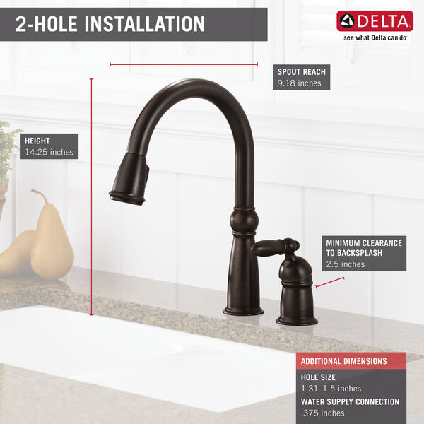 Single Handle Pull Down Kitchen Faucet In Venetian Bronze 955 Rb Dst Delta Faucet