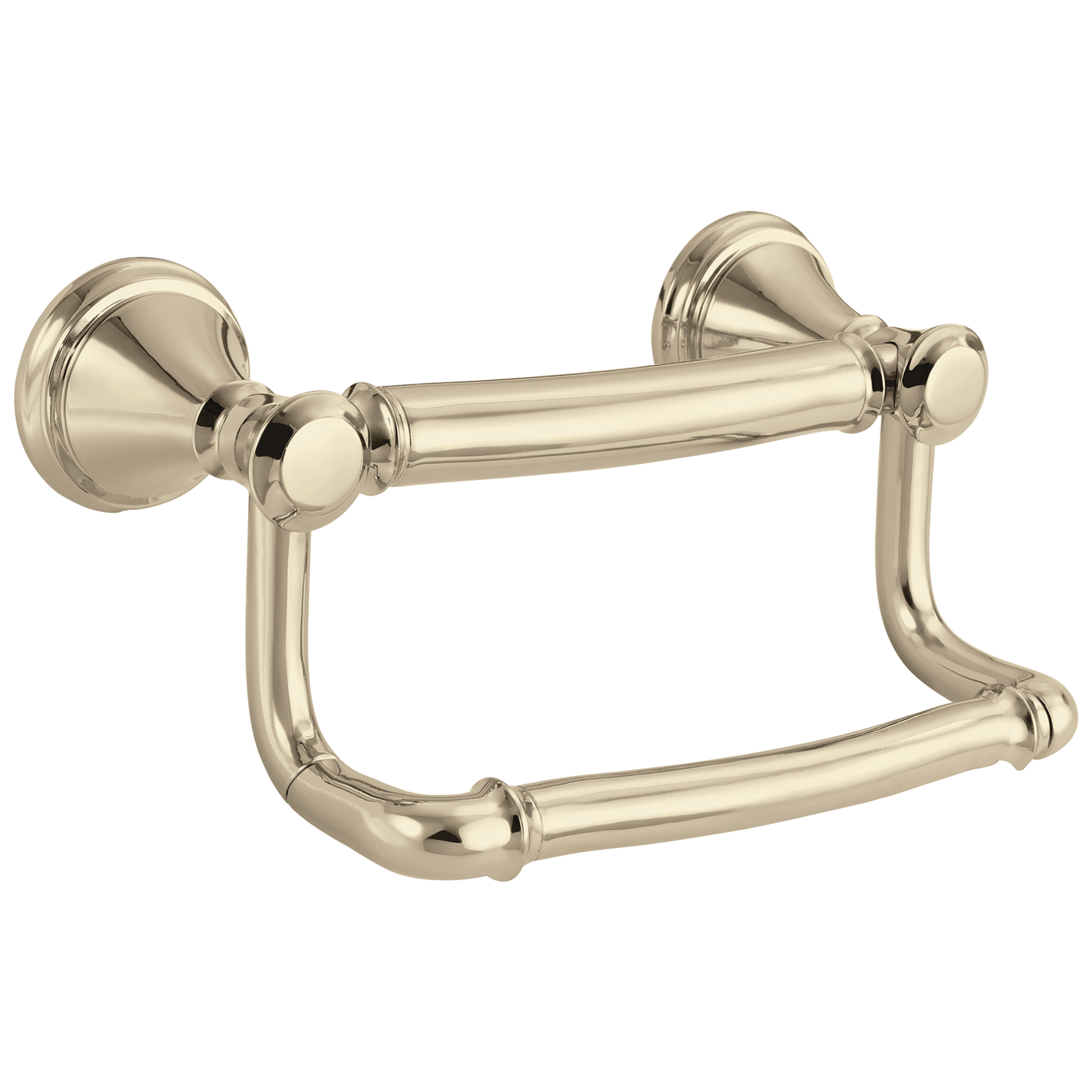 Double Post Pivoting Wall Mounted Towel Bar Toilet Paper Holder in Brushed  Gold