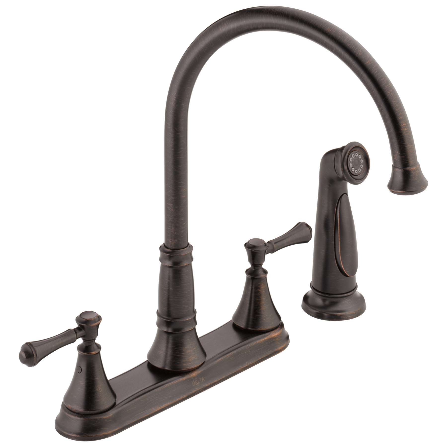 Two Handle Kitchen Faucet with Spray in Venetian Bronze