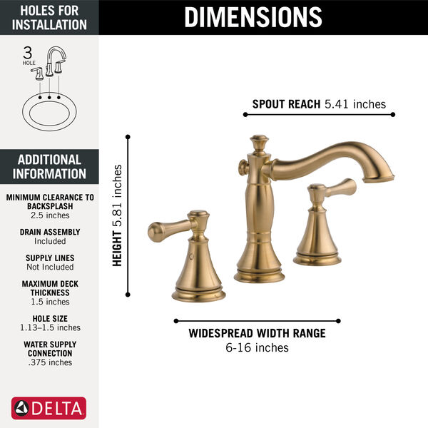 Two Handle Widespread Bathroom Faucet in Champagne Bronze 3597LF-CZMPU  Delta Faucet