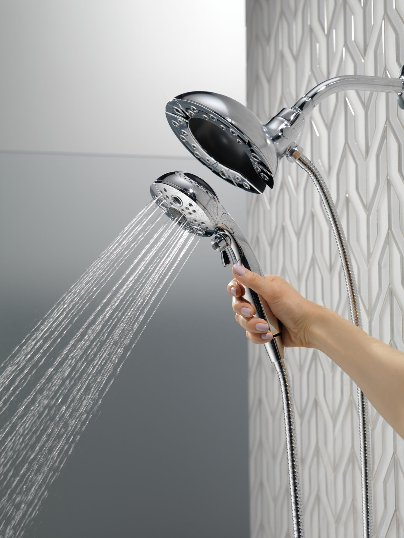 H2Okinetic® In2ition® 5-Setting Two-In-One Shower in Lumicoat