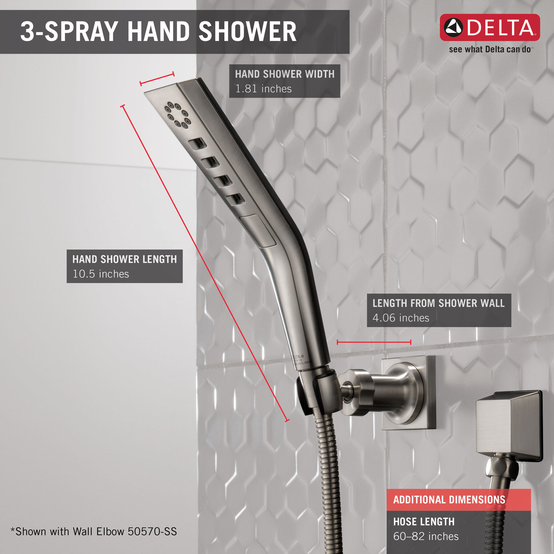 H2Okinetic® 3-Setting Wall Mount Hand Shower in Lumicoat Chrome 55799-PR