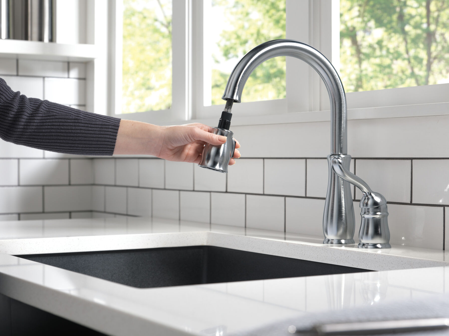Single Handle Pull-Down Kitchen Faucet in Arctic Stainless 978-AR-DST