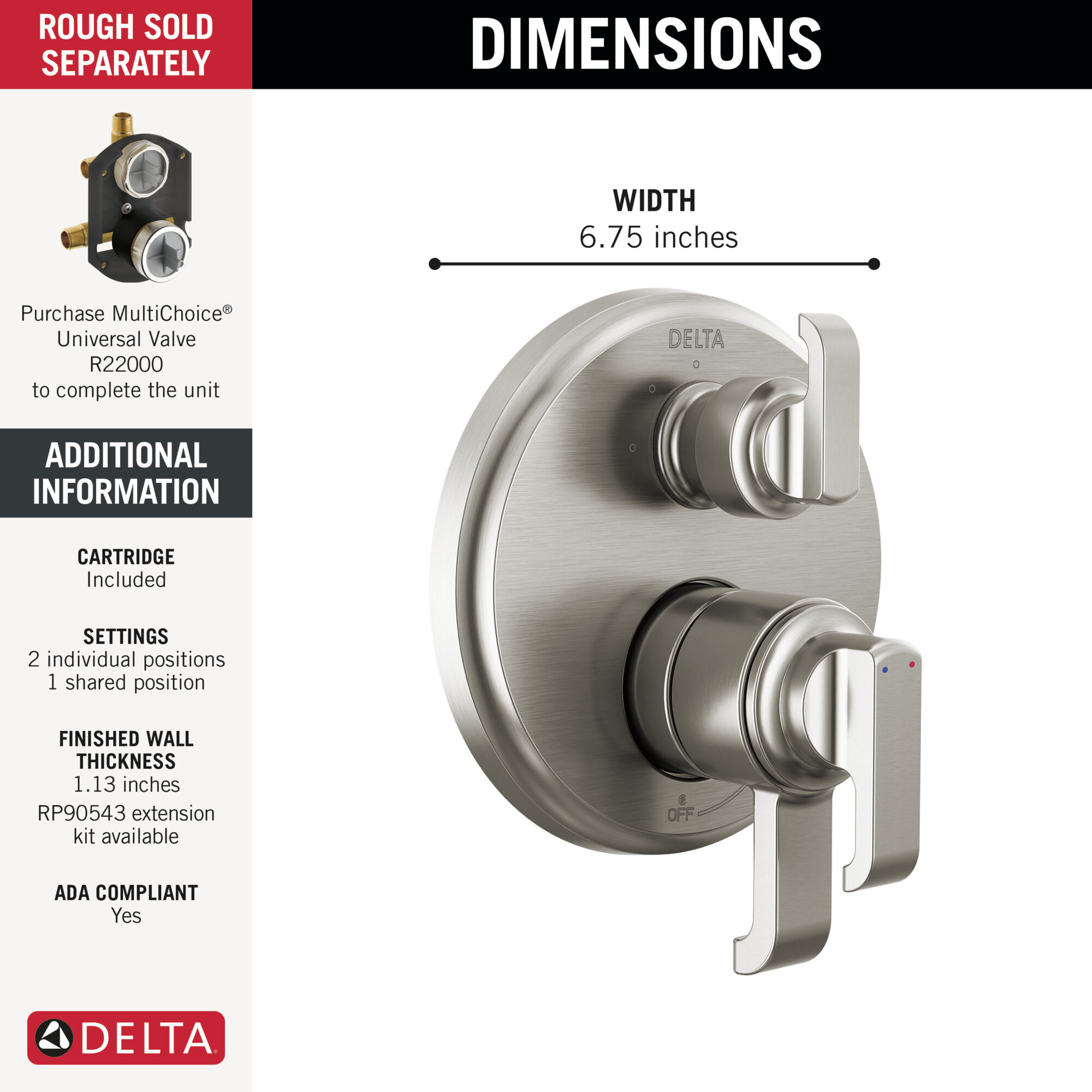17 Series Integrated Diverter Trim with 3-Setting