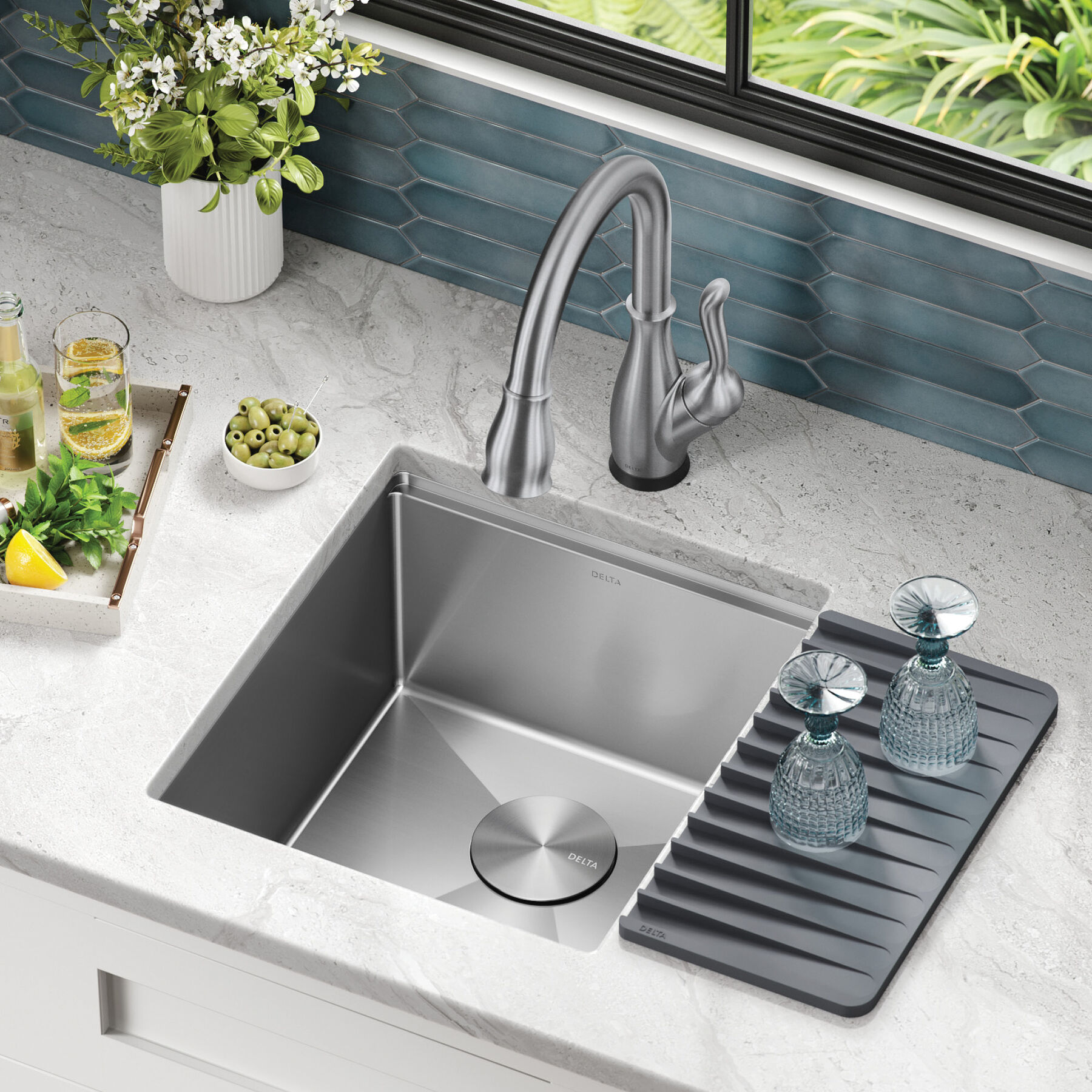 Delta Rivet 16 Gauge Stainless Steel 30 in. Single Bowl Undermount Workstation Kitchen Sink with Accessories, Silver