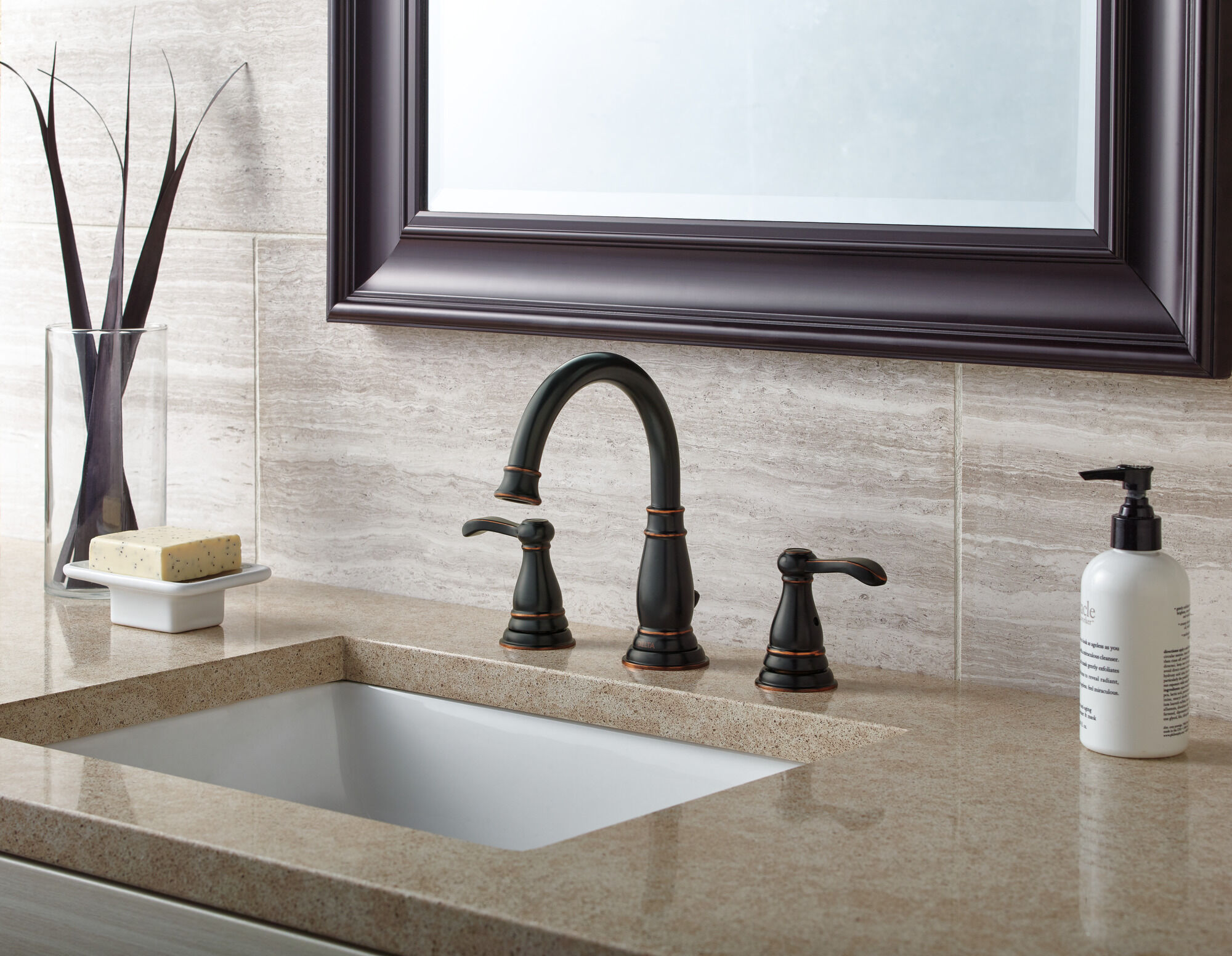 delta brushed bronze bathroom faucet