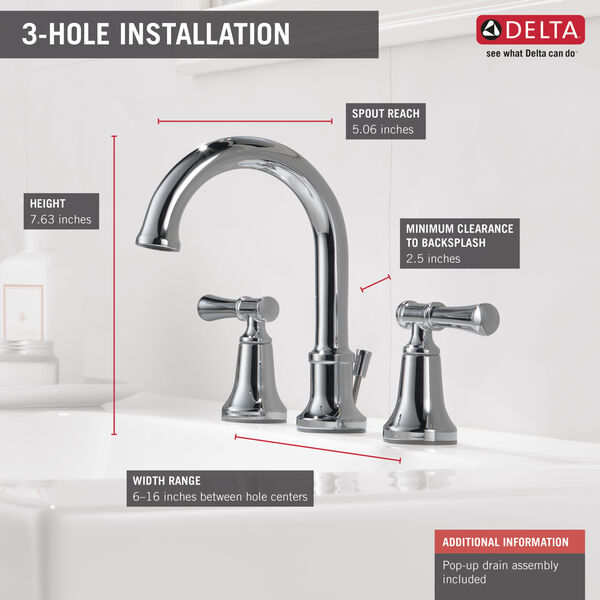 Two Handle Widespread Bathroom Faucet in Stainless 35962LF-SS-ECO