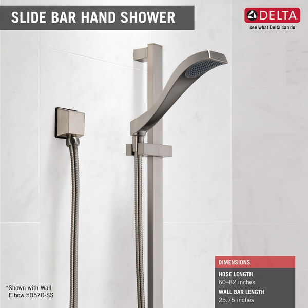 Premium Single-Setting Slide Bar Hand Shower in Stainless 57051-SS Delta  Faucet