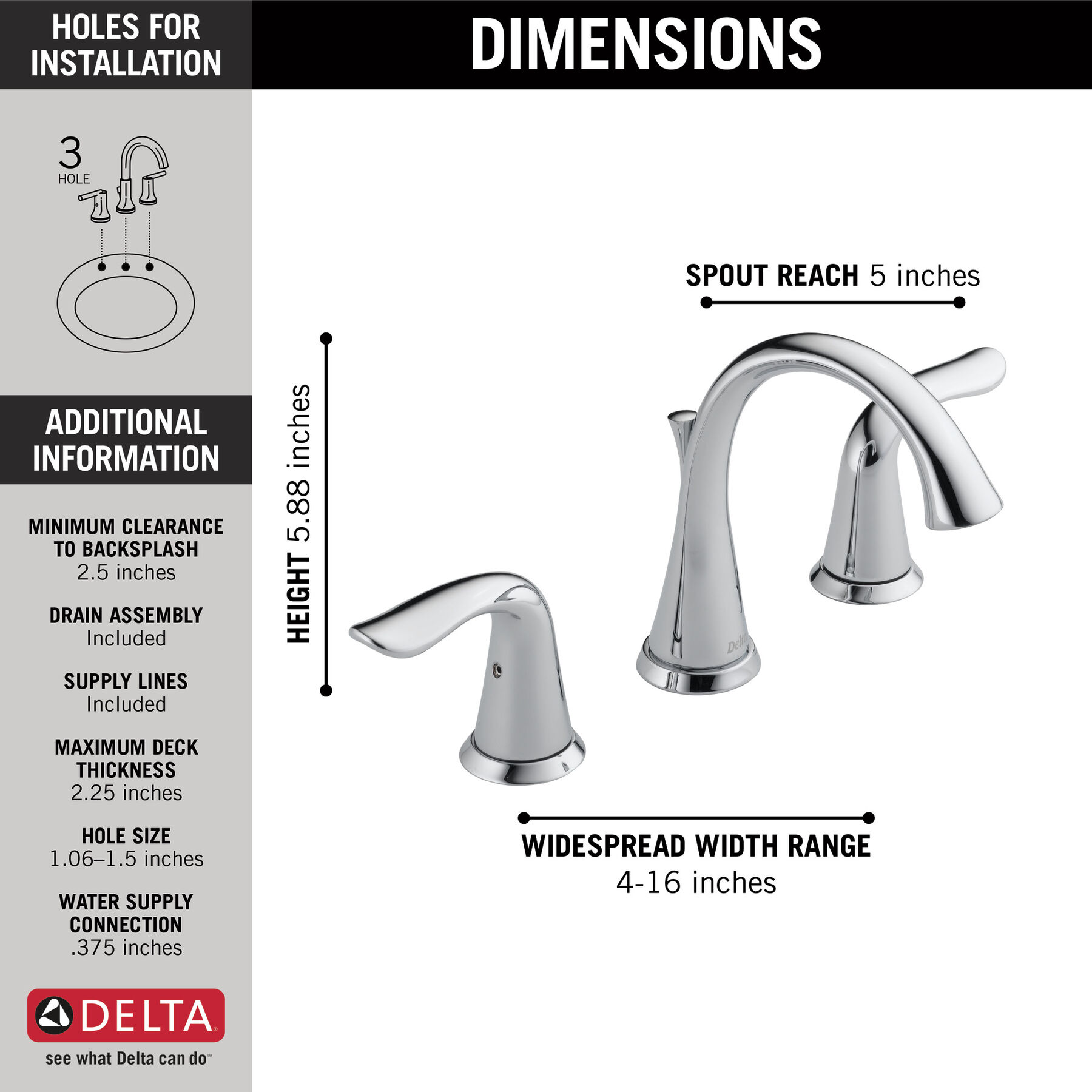 Delta Lahara Widespread Bathroom Faucet With Pop-Up Drain, 48% OFF