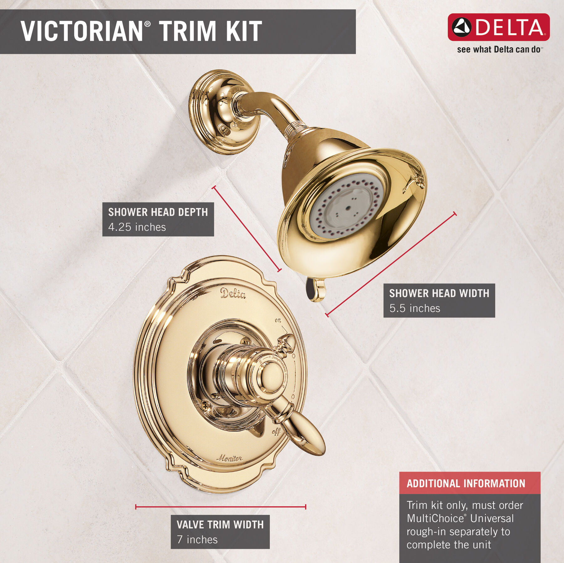 Monitor® 17 Series Shower Trim In Polished Brass T17255 Pb Delta Faucet