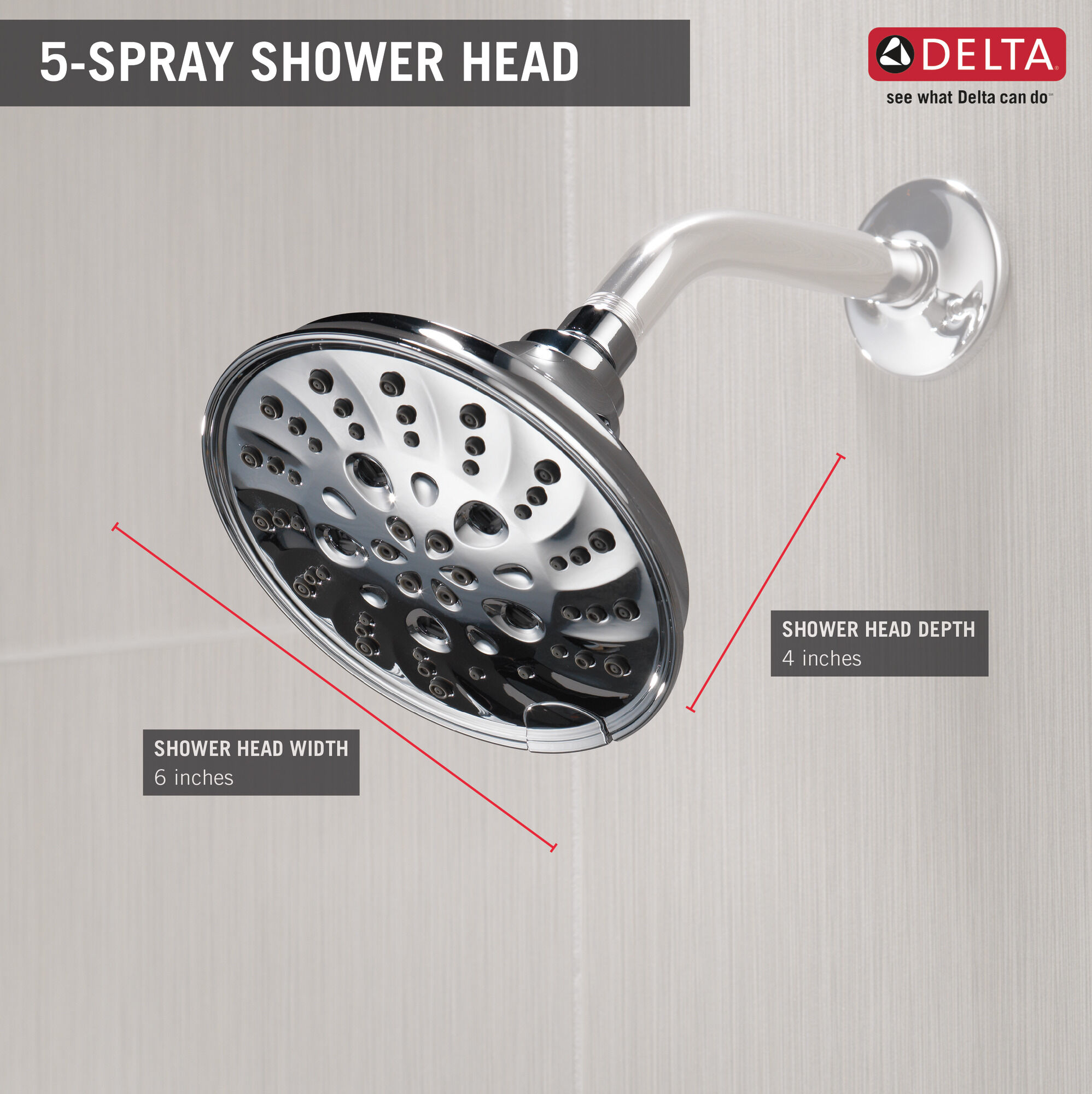 H2Okinetic® 5-Setting Traditional Raincan Shower Head in Chrome