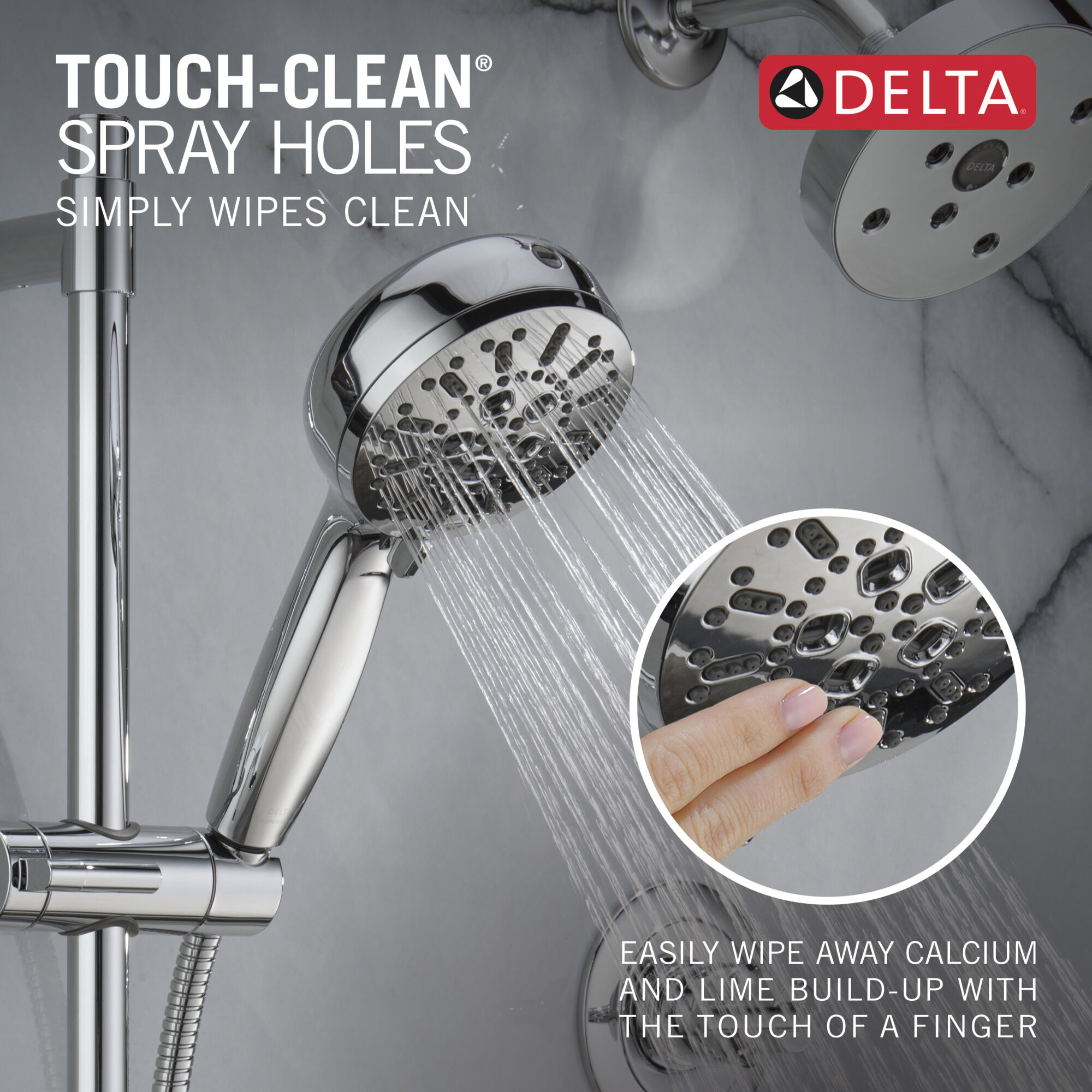 7-Setting Slide Bar Hand Shower with Cleaning Spray in Lumicoat