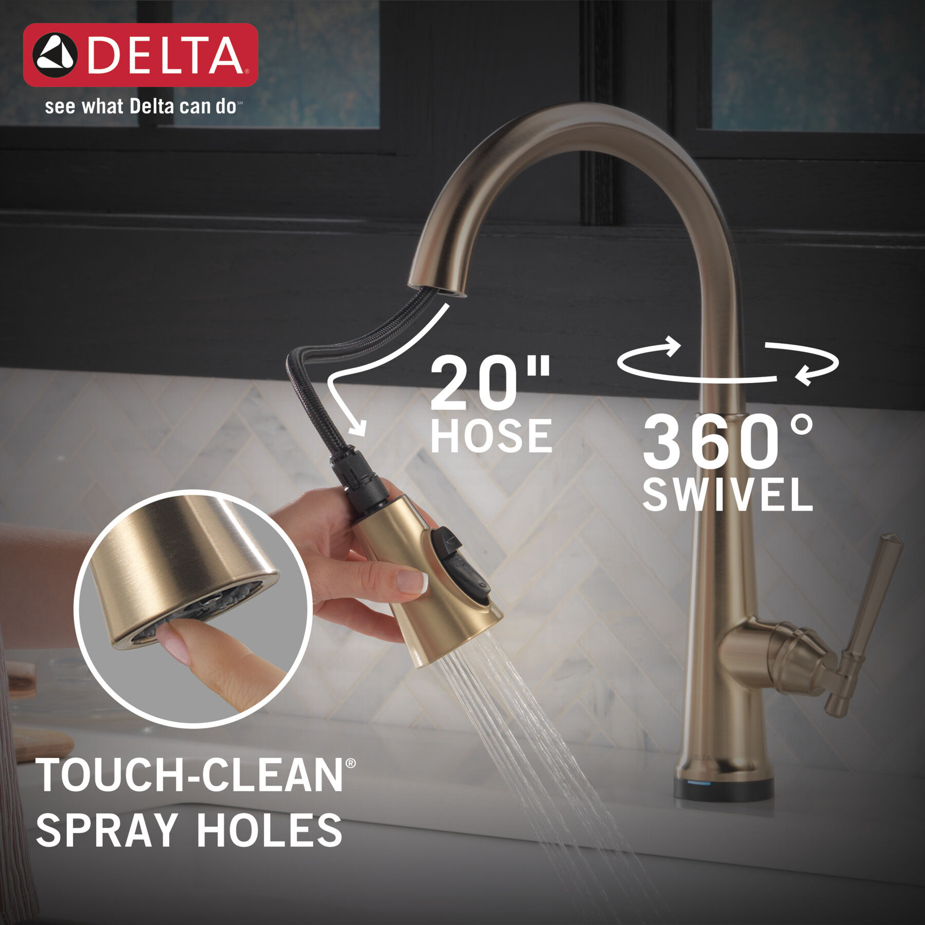 9182CZPRDST by Delta Faucet Company - Lumicoat Champagne Bronze Single  Handle Pull Down Kitchen Faucet