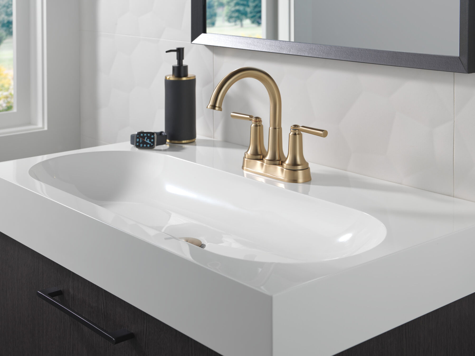 Delta Saylor Two Handle Centerset Bathroom Faucet - Champagne Bronze