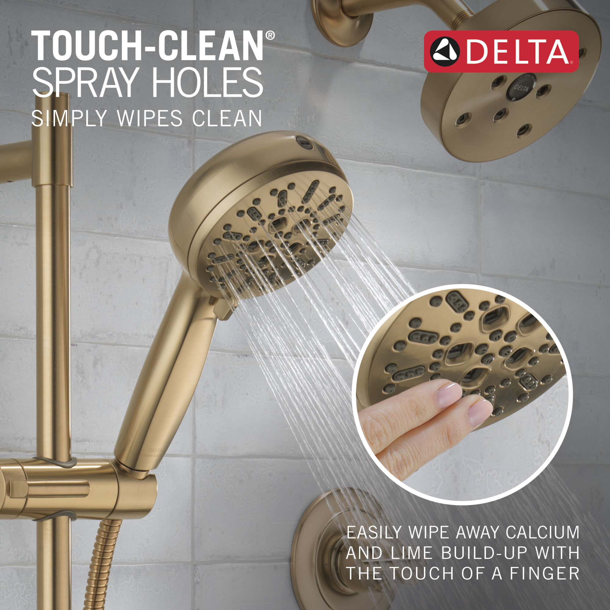 7-Setting Slide Bar Hand Shower with Cleaning Spray in Lumicoat 