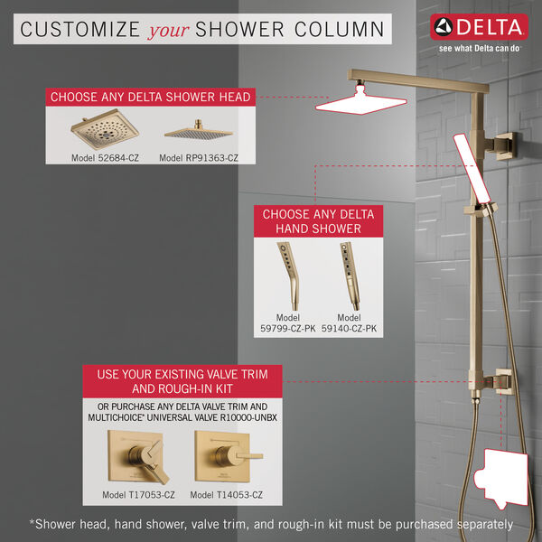 Shower Column 18~ Angular in Champagne Bronze 58410-CZ Delta Faucet