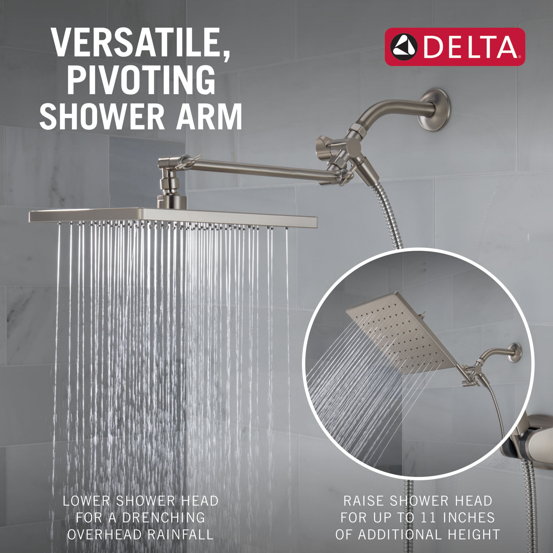 Delta Extensions Pivoting Extendable 3-Arm Wall Mount Towel Bar