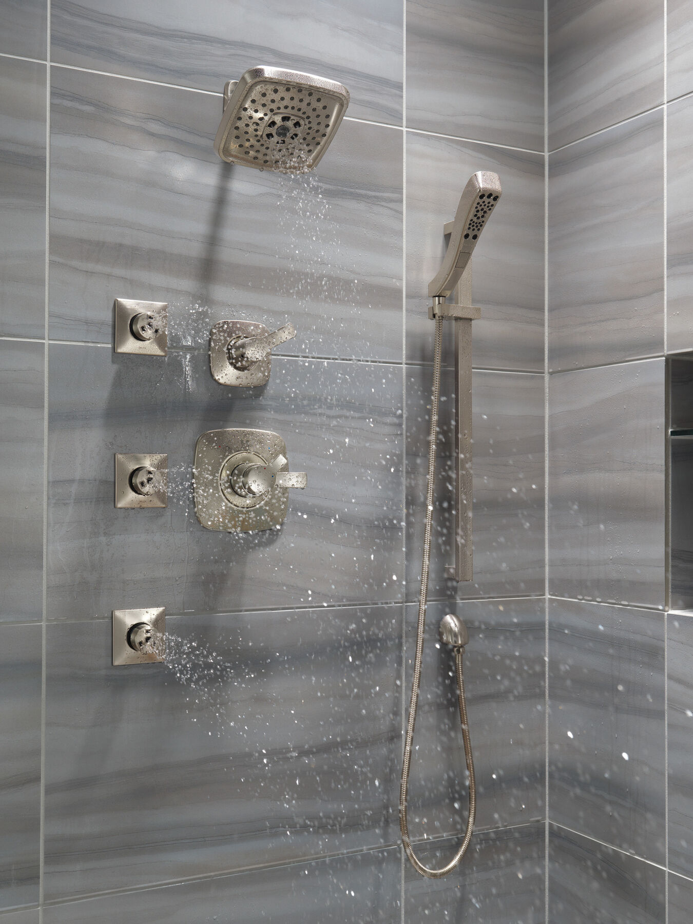 SWTYMIKI Shower Head Bathroom Shelf Silver
