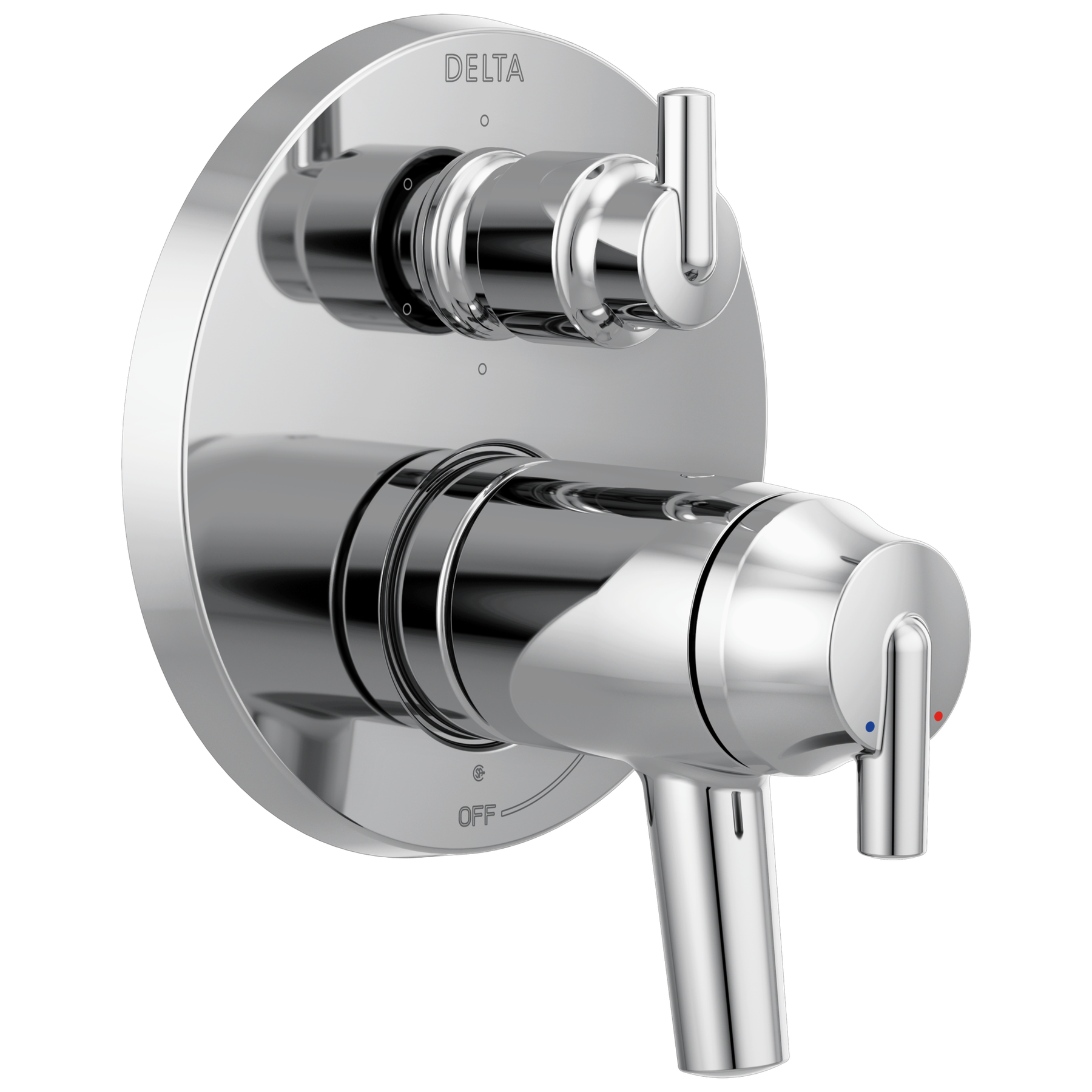 Contemporary Two Handle TempAssure® 17T Series Valve Trim with 6-Setting  Integrated Diverter in Chrome