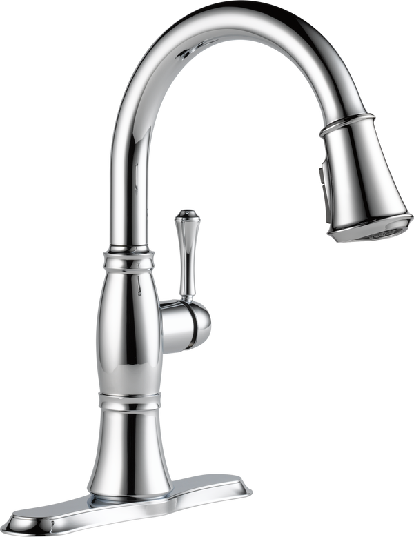 Single Handle Pulldown Kitchen Faucet in Lumicoat Chrome 9197-PR-DST Delta  Faucet