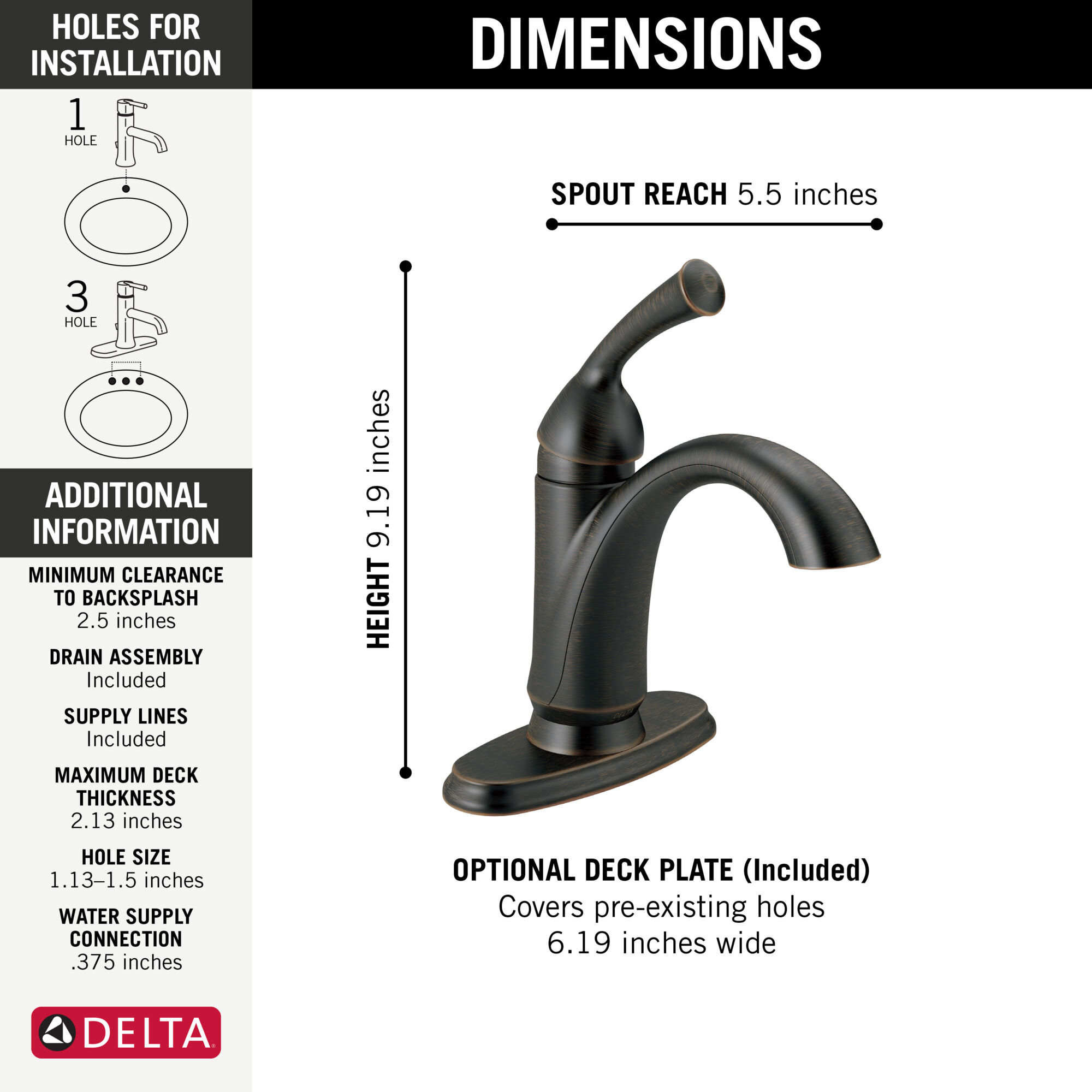 Delta 15999-RB-DST Venetian Bronze Single Handle Centerset Lavatory  Faucet並行輸入 キッチン