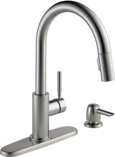 Single Handle Pull-Down Kitchen Faucet with Soap Dispenser ...