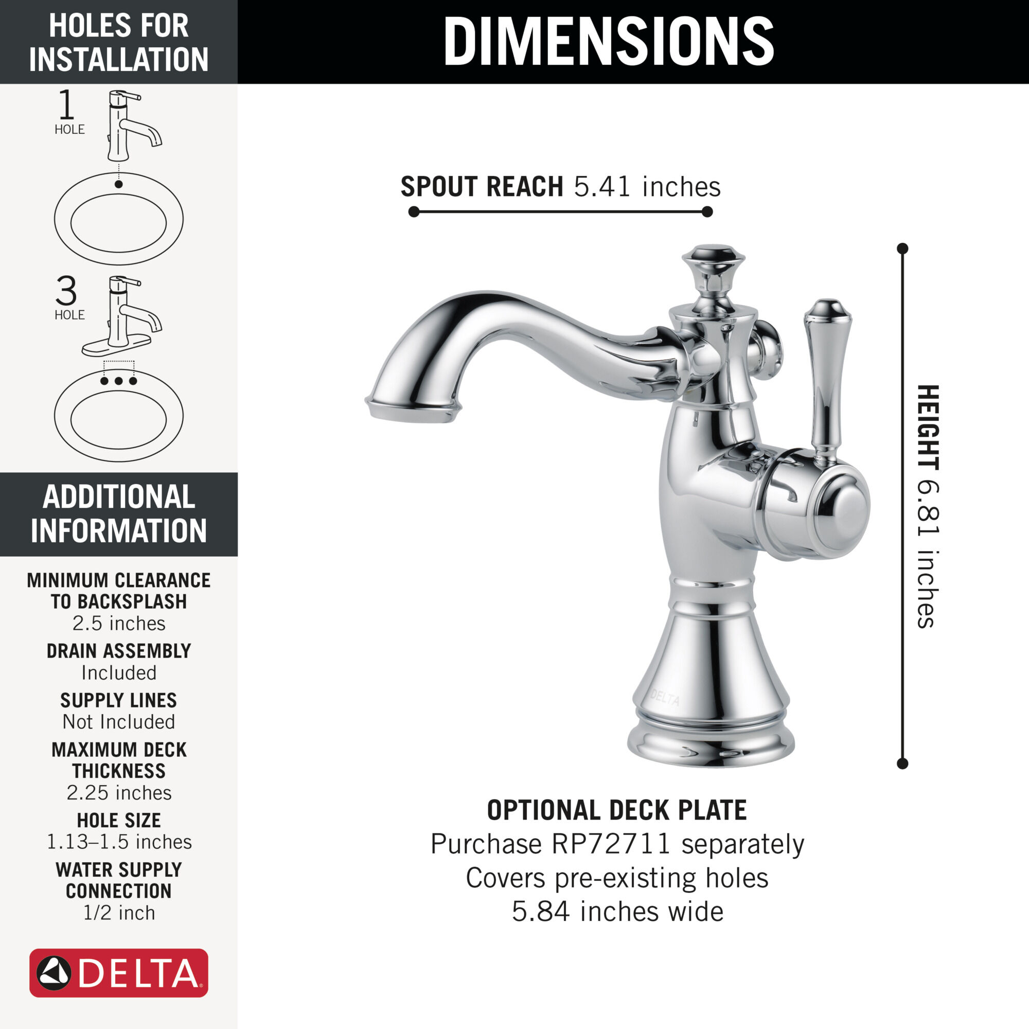 Single Handle Bathroom Faucet in Chrome 597LF-MPU | Delta Faucet