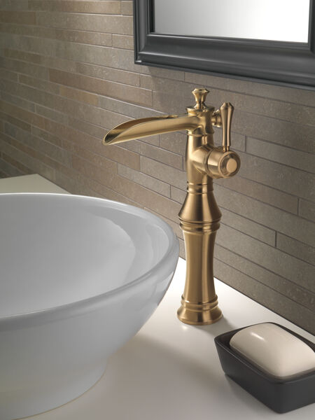 Single Handle Channel Vessel Bathroom Faucet in Champagne Bronze 798LF-CZ | Delta Faucet