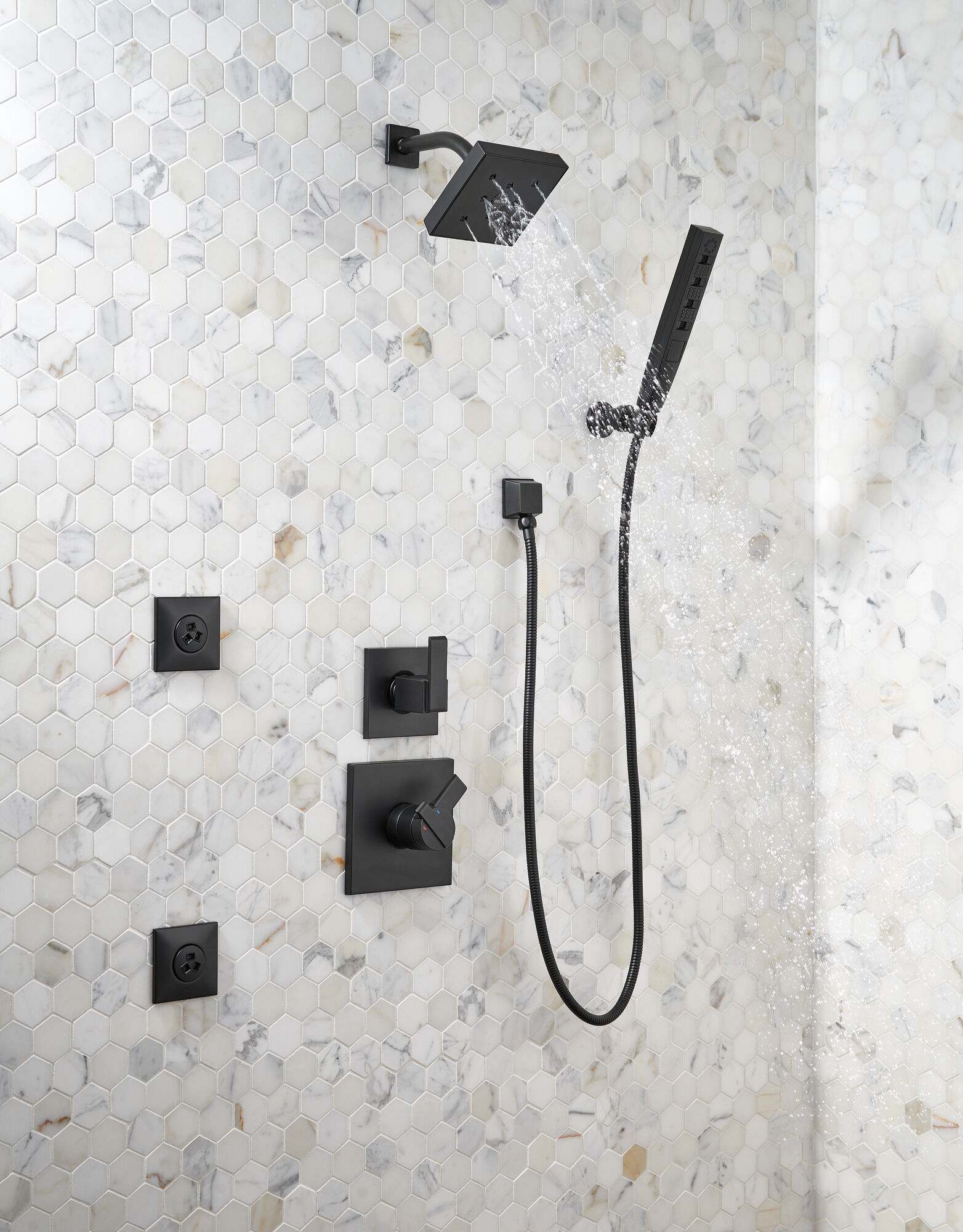 H2Okinetic® 4-Setting Wall Mount Hand Shower in Matte Black
