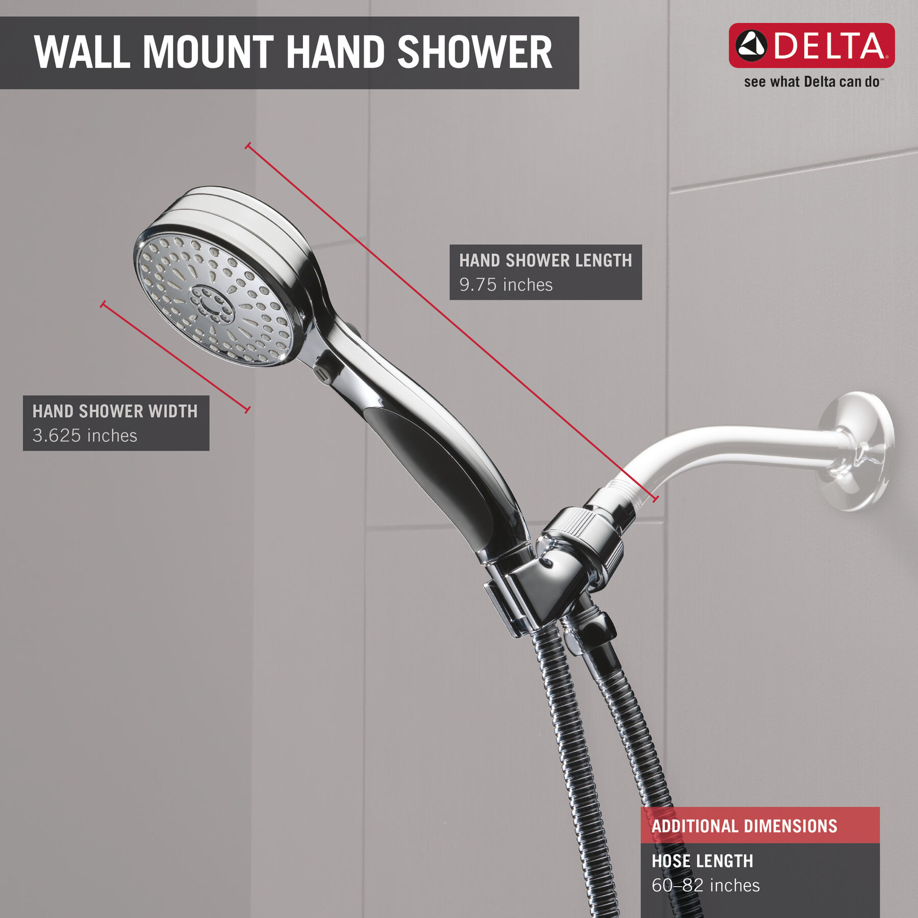 Delta 55424 ActivTouch Adjustable Wall Mount Hand Shower - Chrome