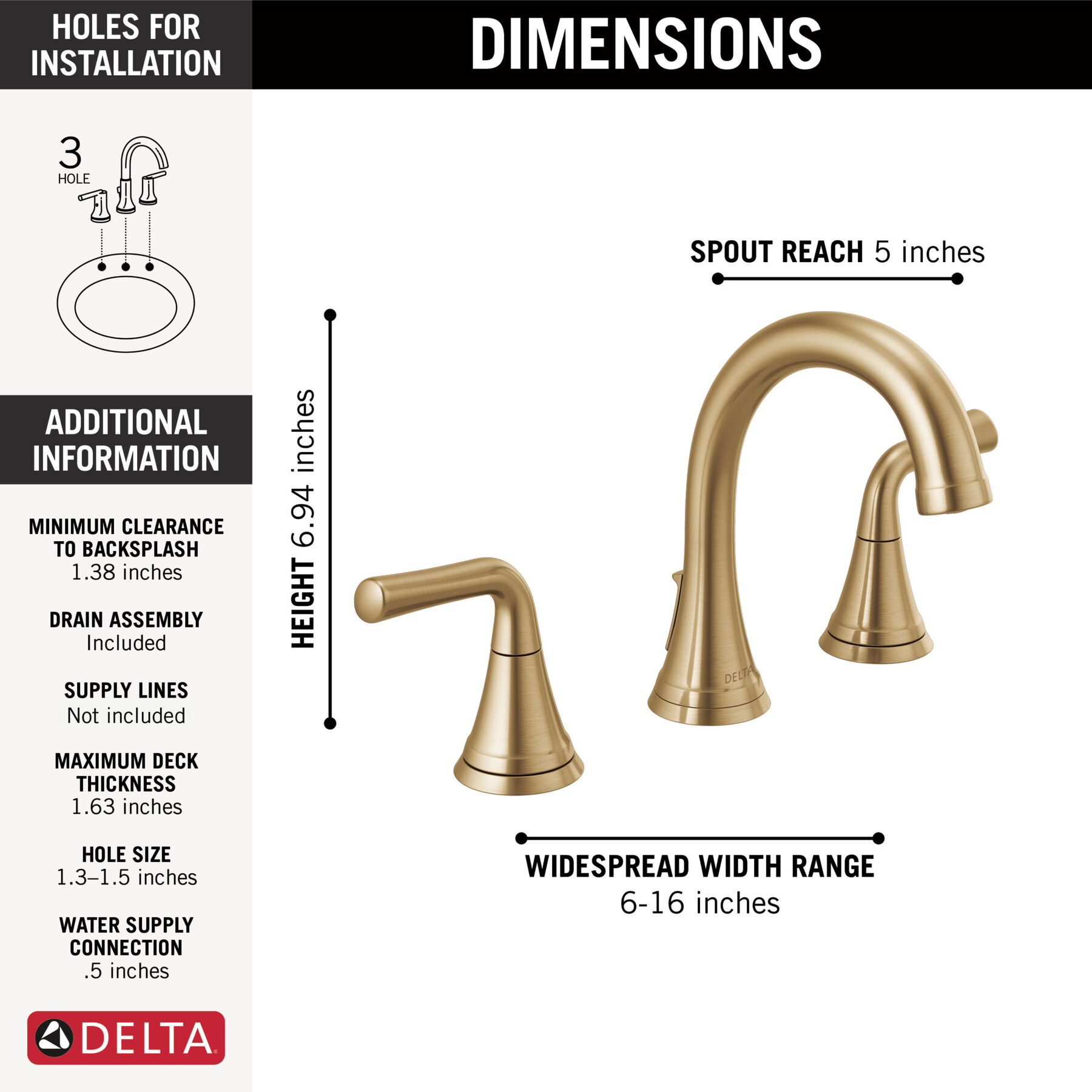 Two Handle Widespread Bathroom Faucet in Champagne Bronze