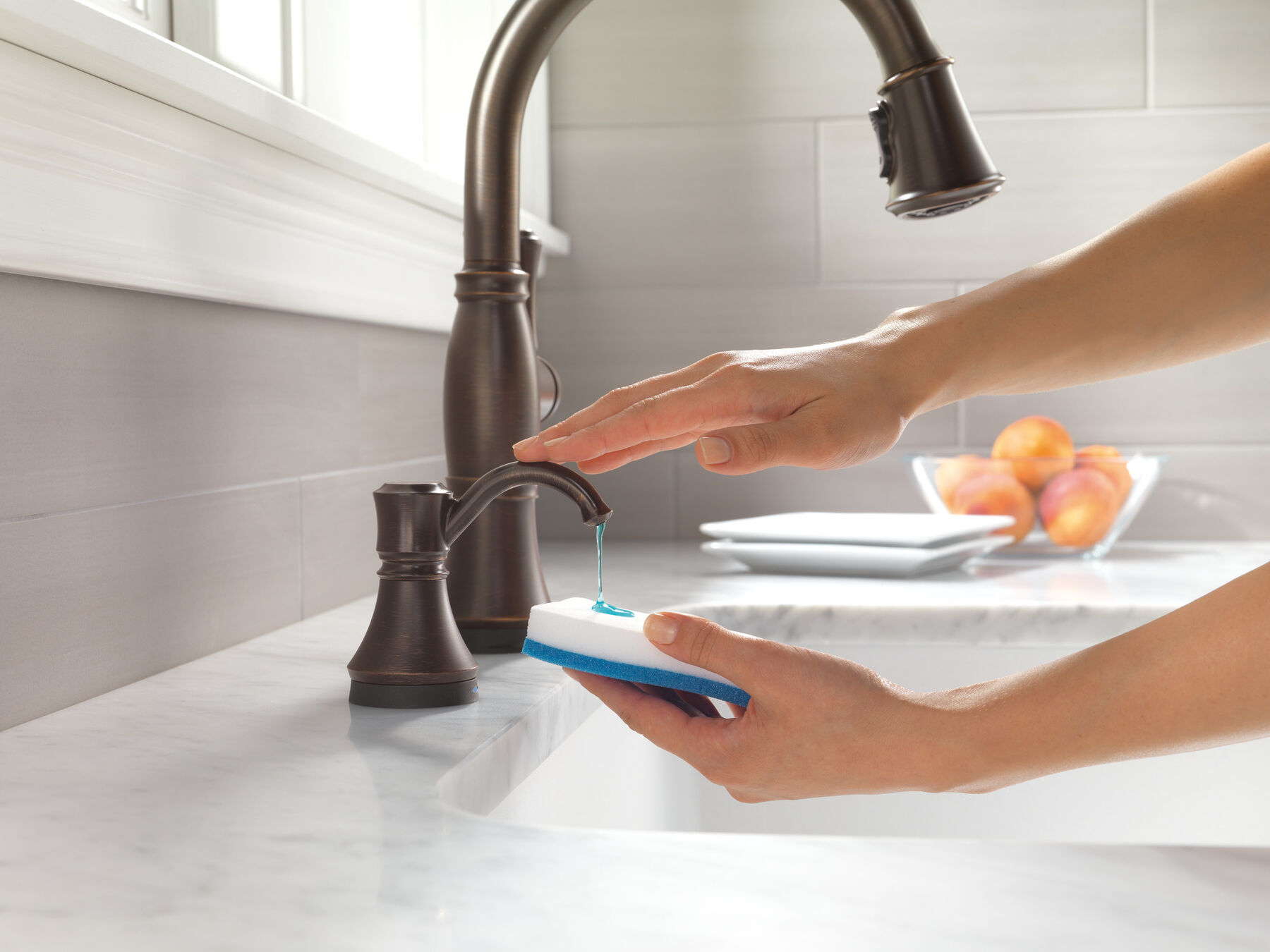 Dish Soap Dispenser -Smart Plastic-Hand Sensor-2-in-1 Sponge Rack Soap  Dispenser Pump for Kitchen-Dishwashing Liquid Dispenser-Smart Kitchen