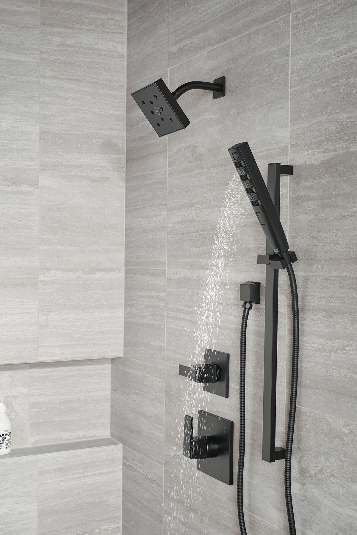 Delta Trinsic Matte Black Finish Built-in Diverter Shower System with 