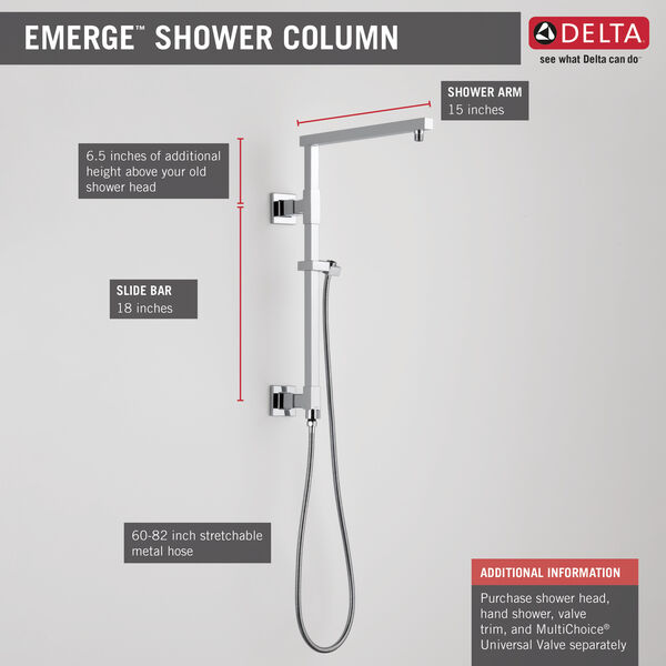 Shower Column 18~ Angular in Chrome 58410 Delta Faucet