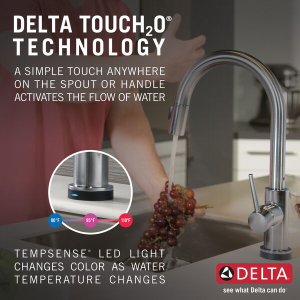 Single Handle Pull-Down Kitchen Faucet with Touch2O® Technology in Arctic  Stainless 9159T-AR-DST Delta Faucet